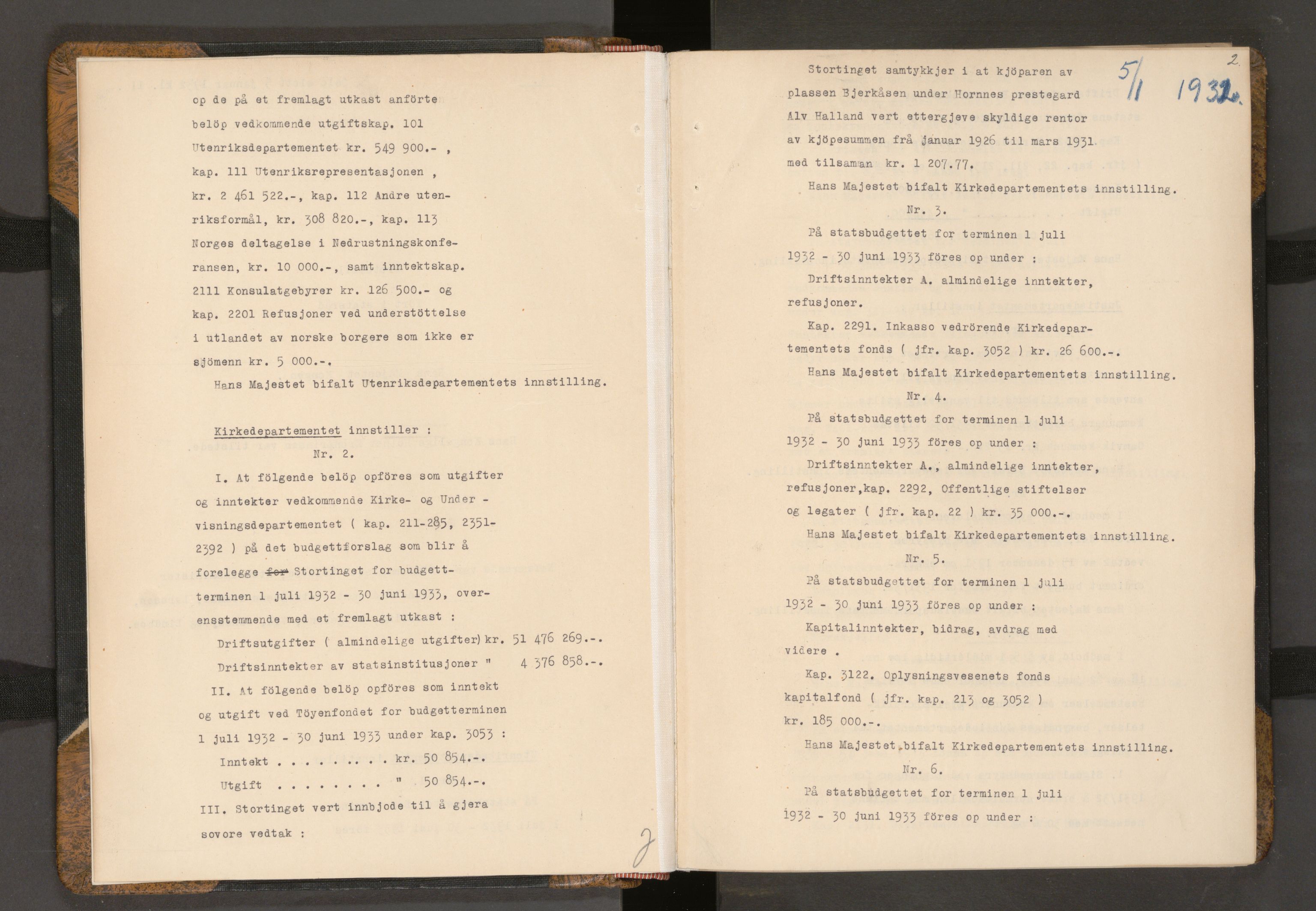 Statsrådssekretariatet, AV/RA-S-1001/A/Ac/L0097: Kgl. res. nr. 1-1798, 1932