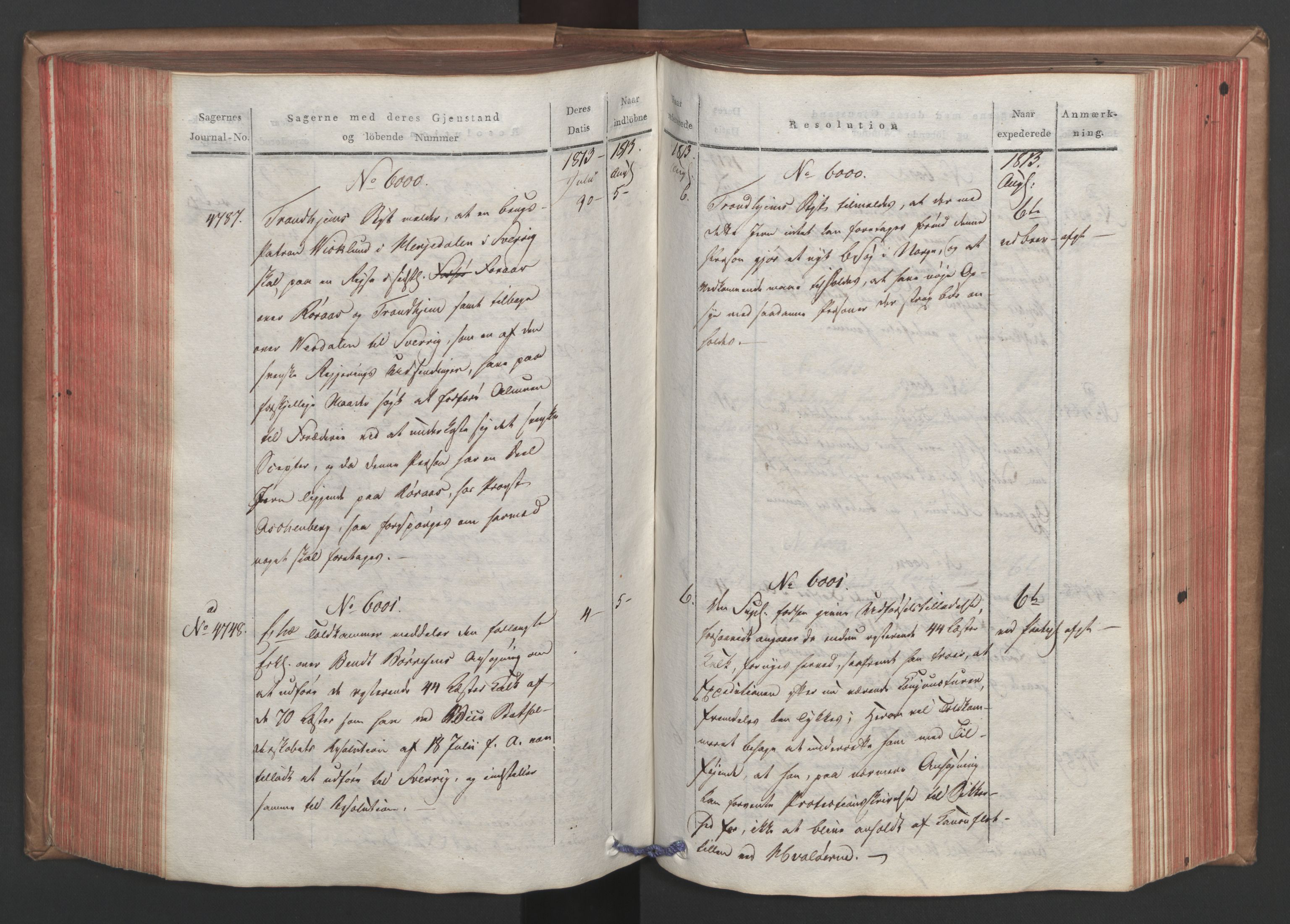 Stattholderembetet 1810-1814, 1. kontor (Kontor A), AV/RA-EA-2872/Ab/L0006: Referatprotokoll,  j.nr. 4244-5022,  l.nr. 5322-6289, 1813, s. 202