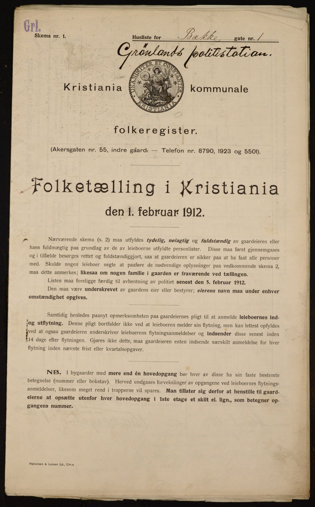 OBA, Kommunal folketelling 1.2.1912 for Kristiania, 1912, s. 3358