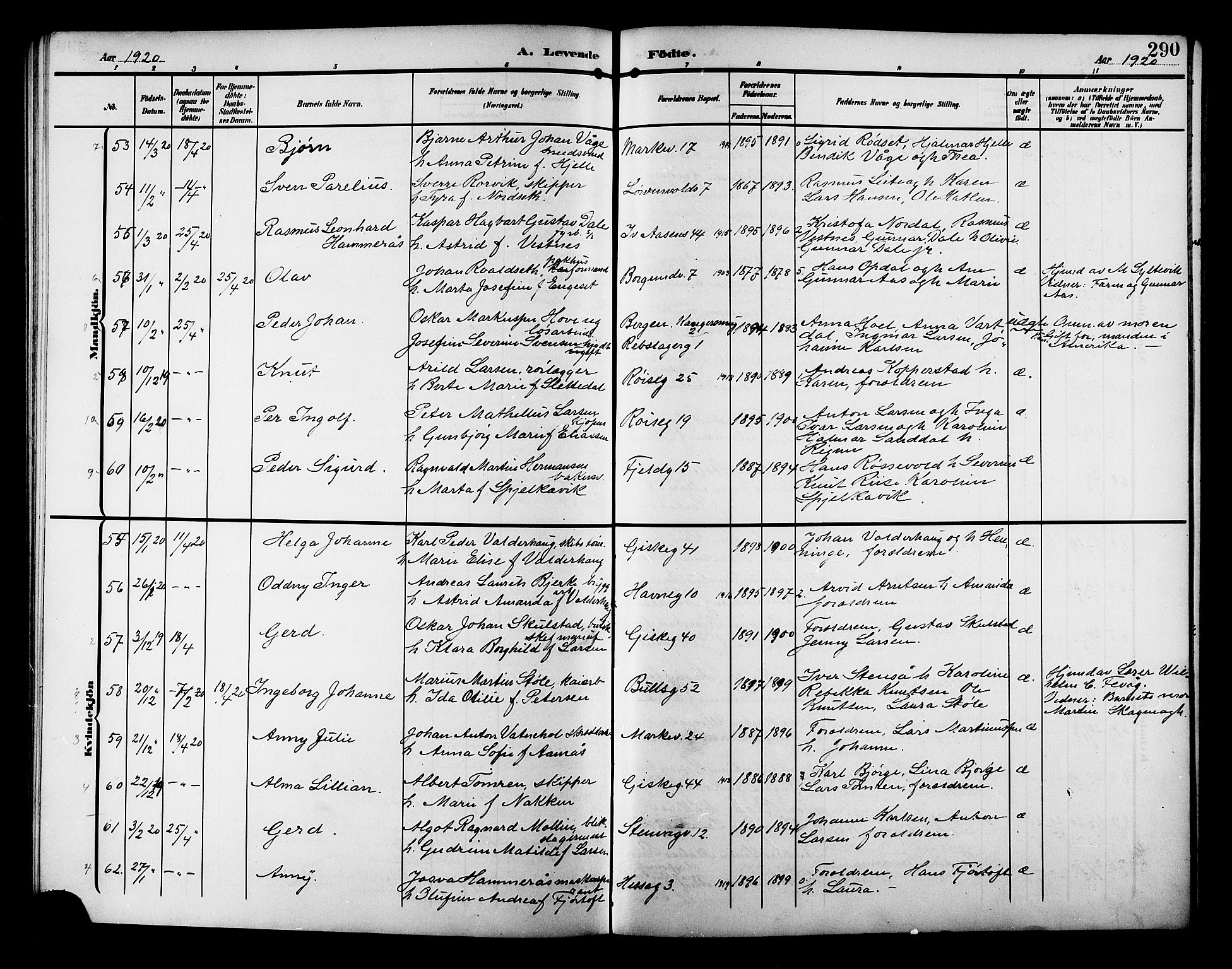 Ministerialprotokoller, klokkerbøker og fødselsregistre - Møre og Romsdal, AV/SAT-A-1454/529/L0471: Klokkerbok nr. 529C08, 1909-1921, s. 290