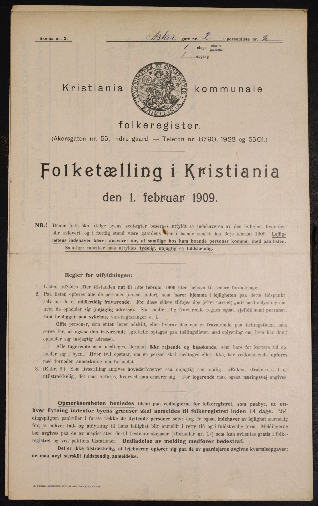 OBA, Kommunal folketelling 1.2.1909 for Kristiania kjøpstad, 1909, s. 2351