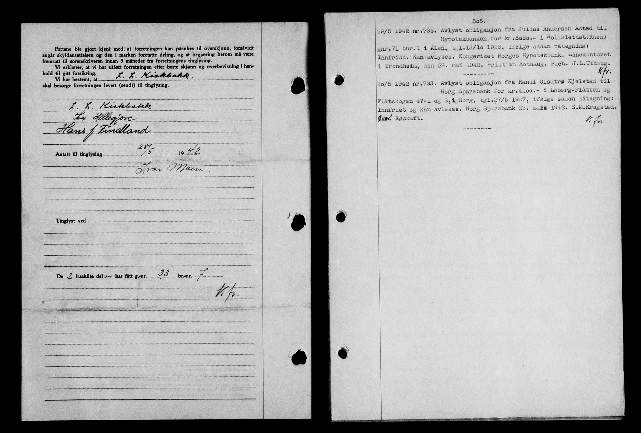 Gauldal sorenskriveri, SAT/A-0014/1/2/2C/L0054: Pantebok nr. 59, 1941-1942, Dagboknr: 730/1942