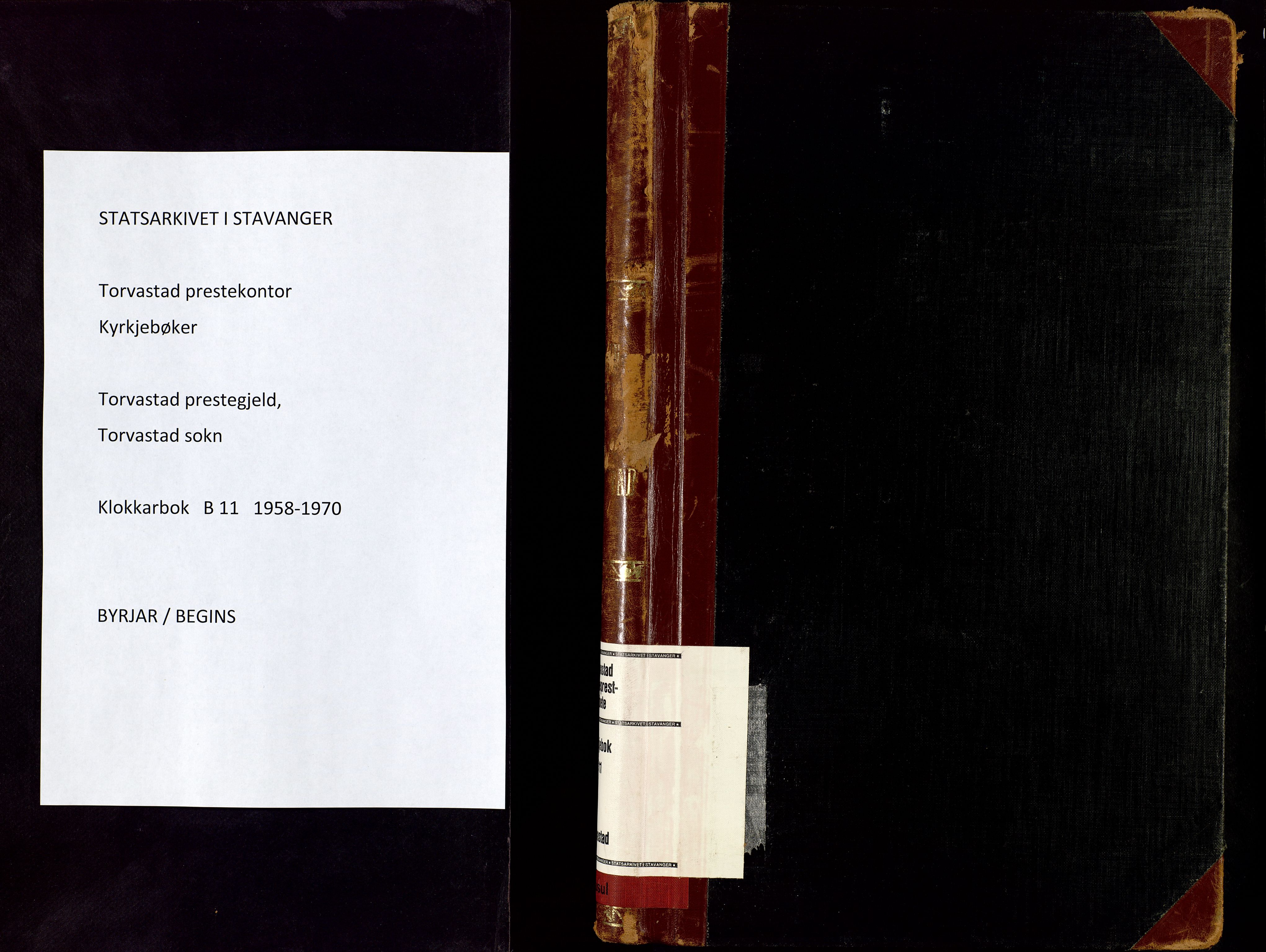 Torvastad sokneprestkontor, SAST/A -101857/H/Ha/Hab/L0011: Klokkerbok nr. B 11, 1958-1970