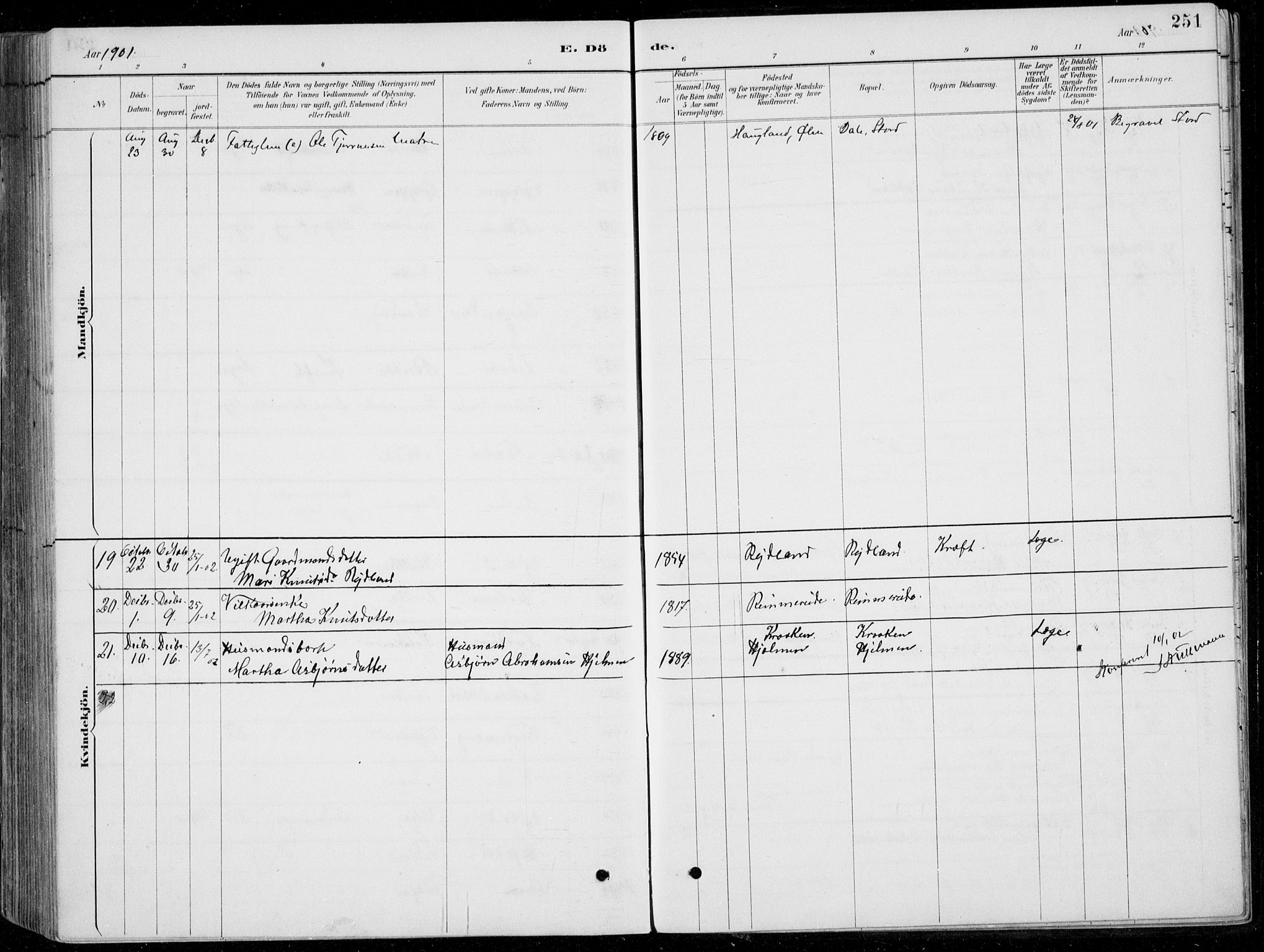 Fitjar sokneprestembete, AV/SAB-A-99926: Klokkerbok nr. A 2, 1887-1906, s. 251