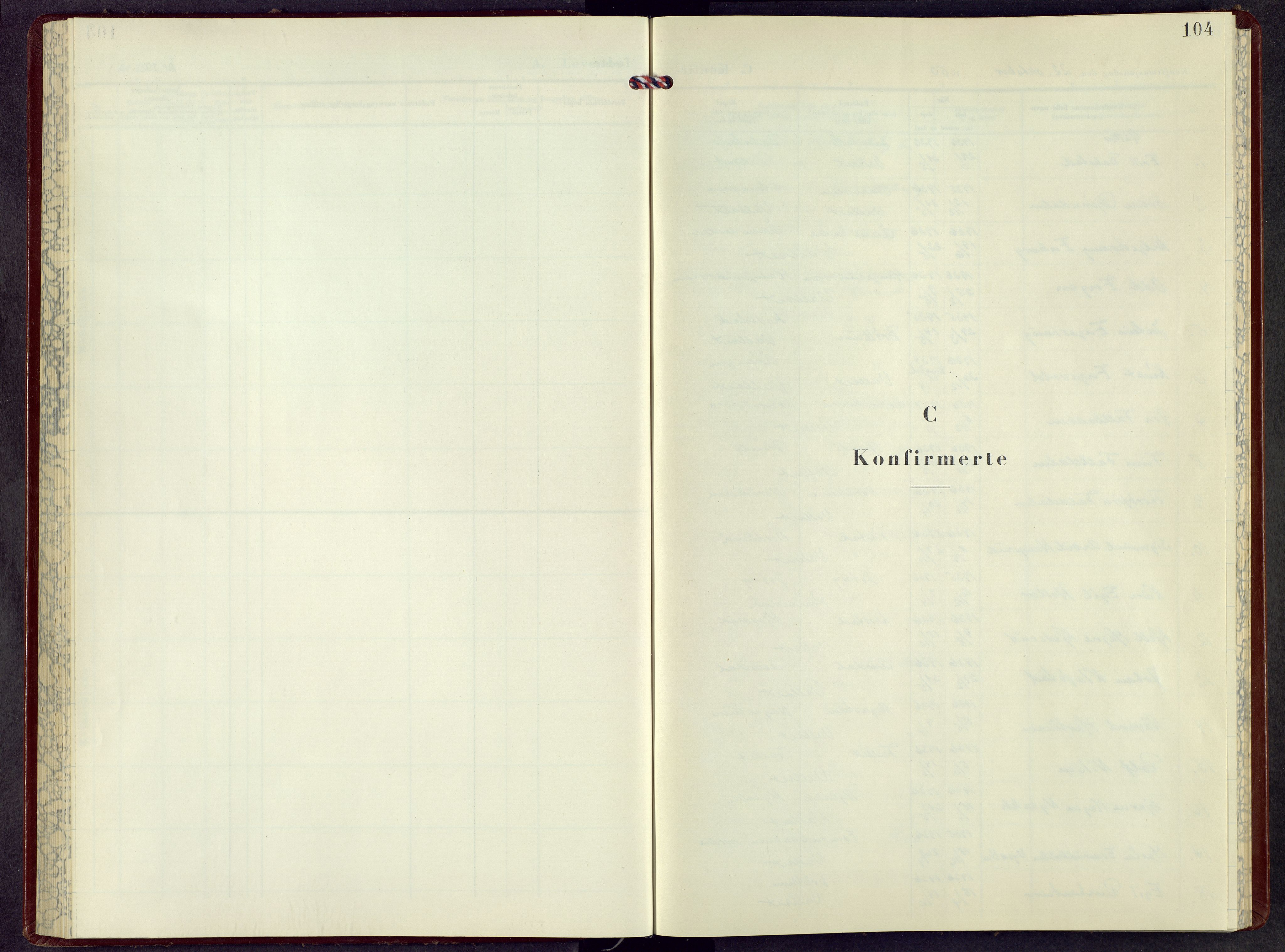 Romedal prestekontor, AV/SAH-PREST-004/L/L0017: Klokkerbok nr. 17, 1950-1961, s. 104