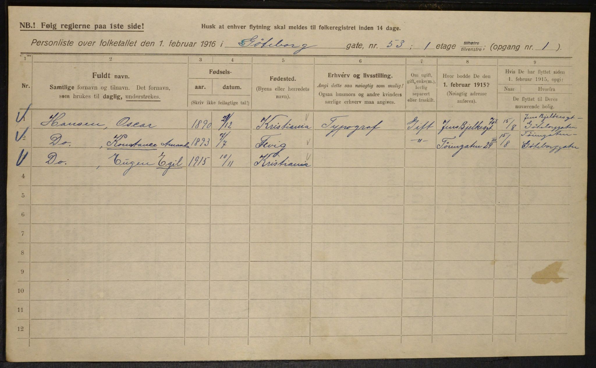 OBA, Kommunal folketelling 1.2.1916 for Kristiania, 1916, s. 33849