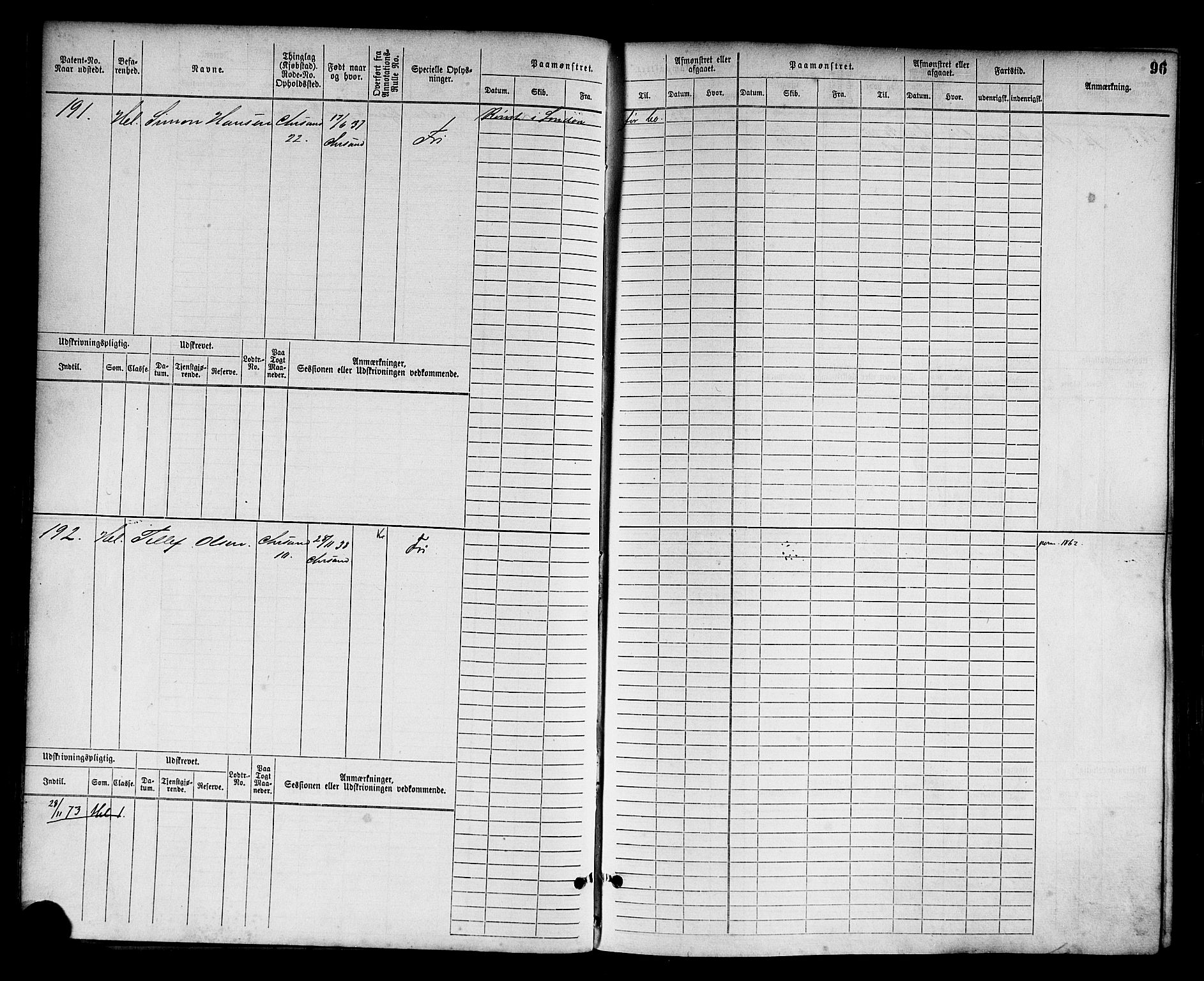 Kristiansand mønstringskrets, AV/SAK-2031-0015/F/Fb/L0003: Hovedrulle nr 1-762, I-10, 1860-1911, s. 107