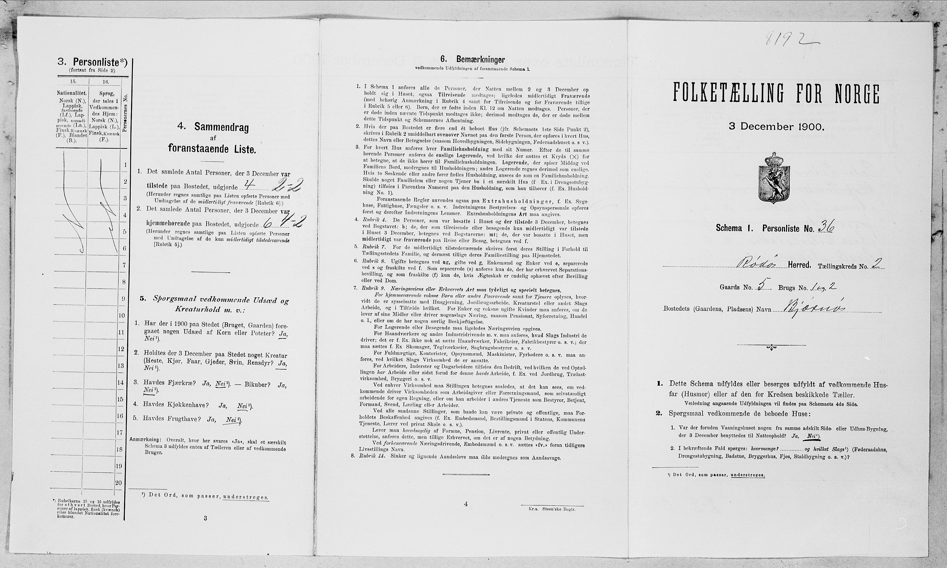 SAT, Folketelling 1900 for 1836 Rødøy herred, 1900, s. 184