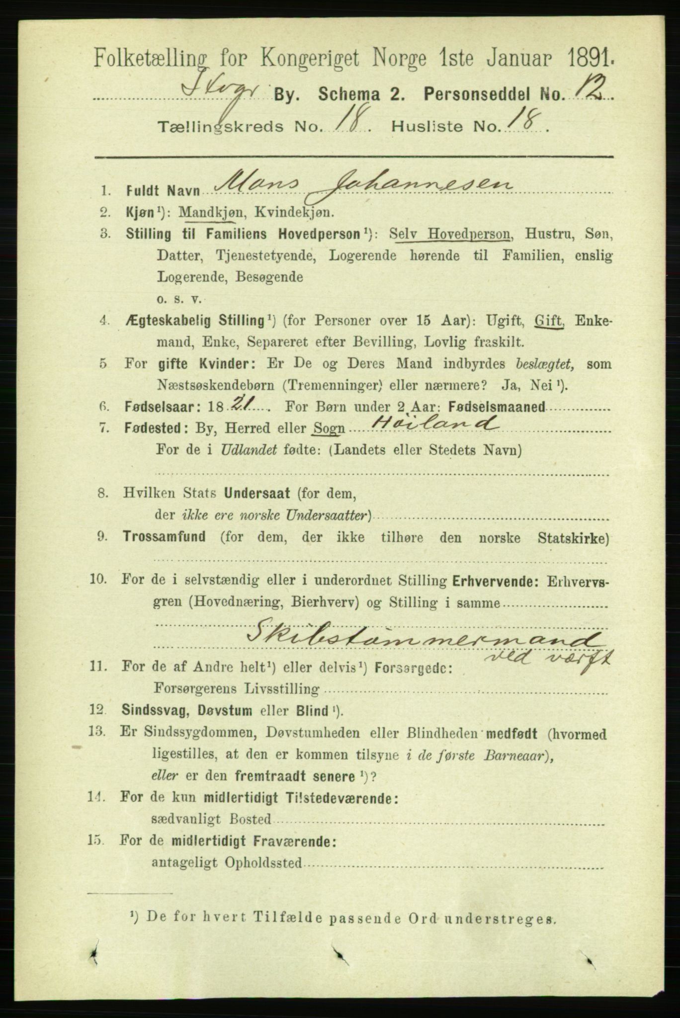 RA, Folketelling 1891 for 1103 Stavanger kjøpstad, 1891, s. 21394