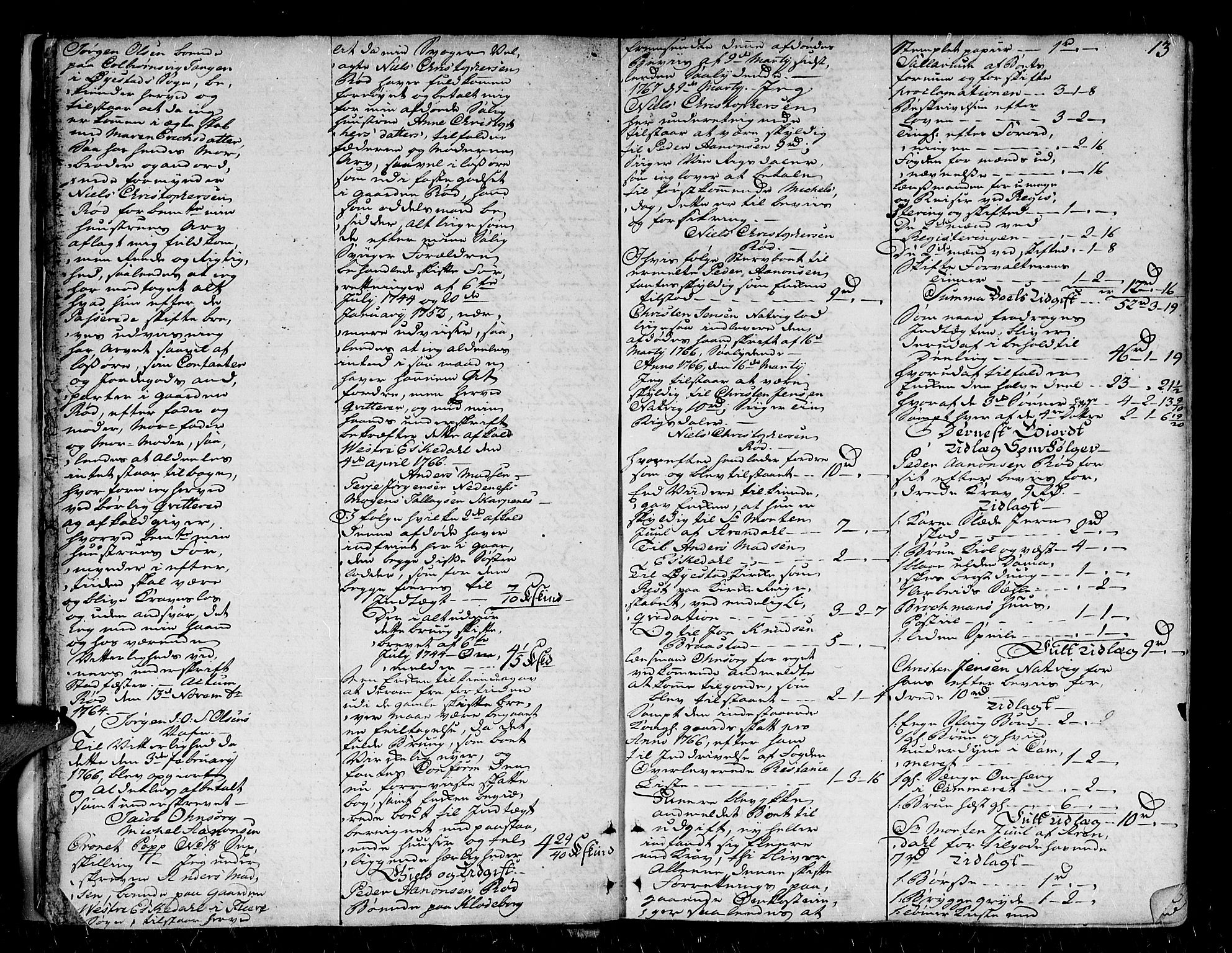 Nedenes sorenskriveri før 1824, AV/SAK-1221-0007/H/Hc/L0033: Skifteprotokoll med register nr 22a, 1767-1772, s. 12b-13a