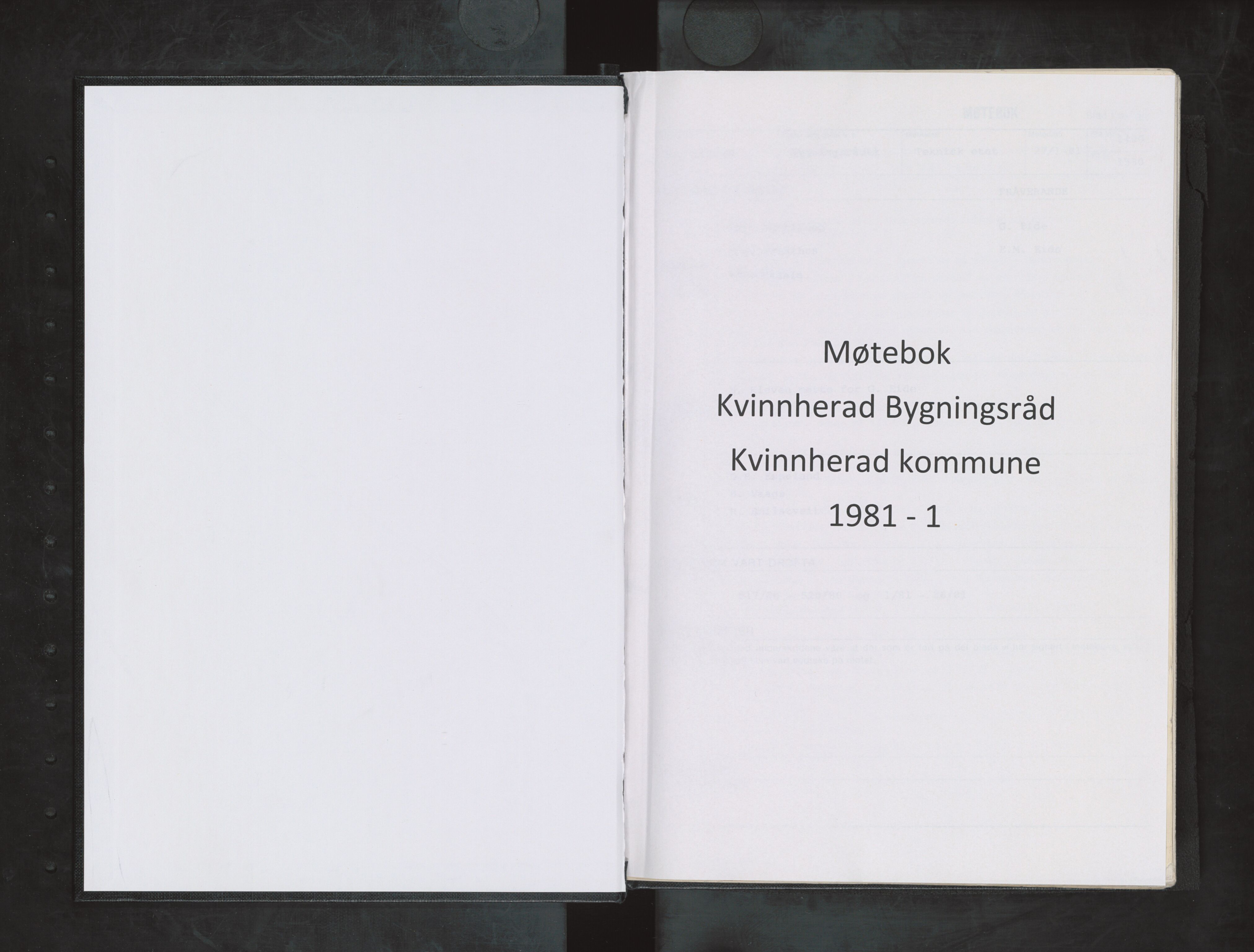 Kvinnherad kommune. Bygningsrådet , IKAH/1224-511/A/Aa/L0027: Møtebøker for bygningsrådet , 1981