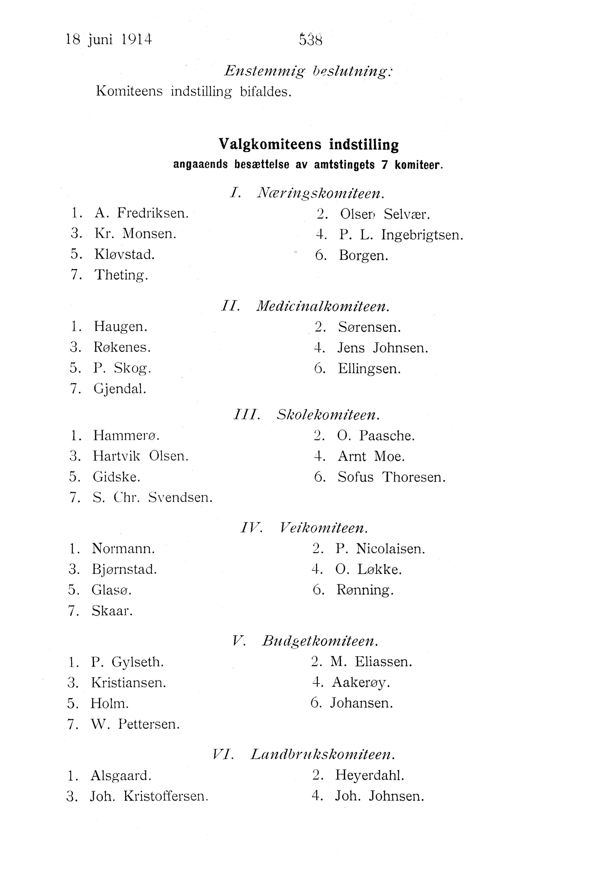 Nordland Fylkeskommune. Fylkestinget, AIN/NFK-17/176/A/Ac/L0037: Fylkestingsforhandlinger 1914, 1914