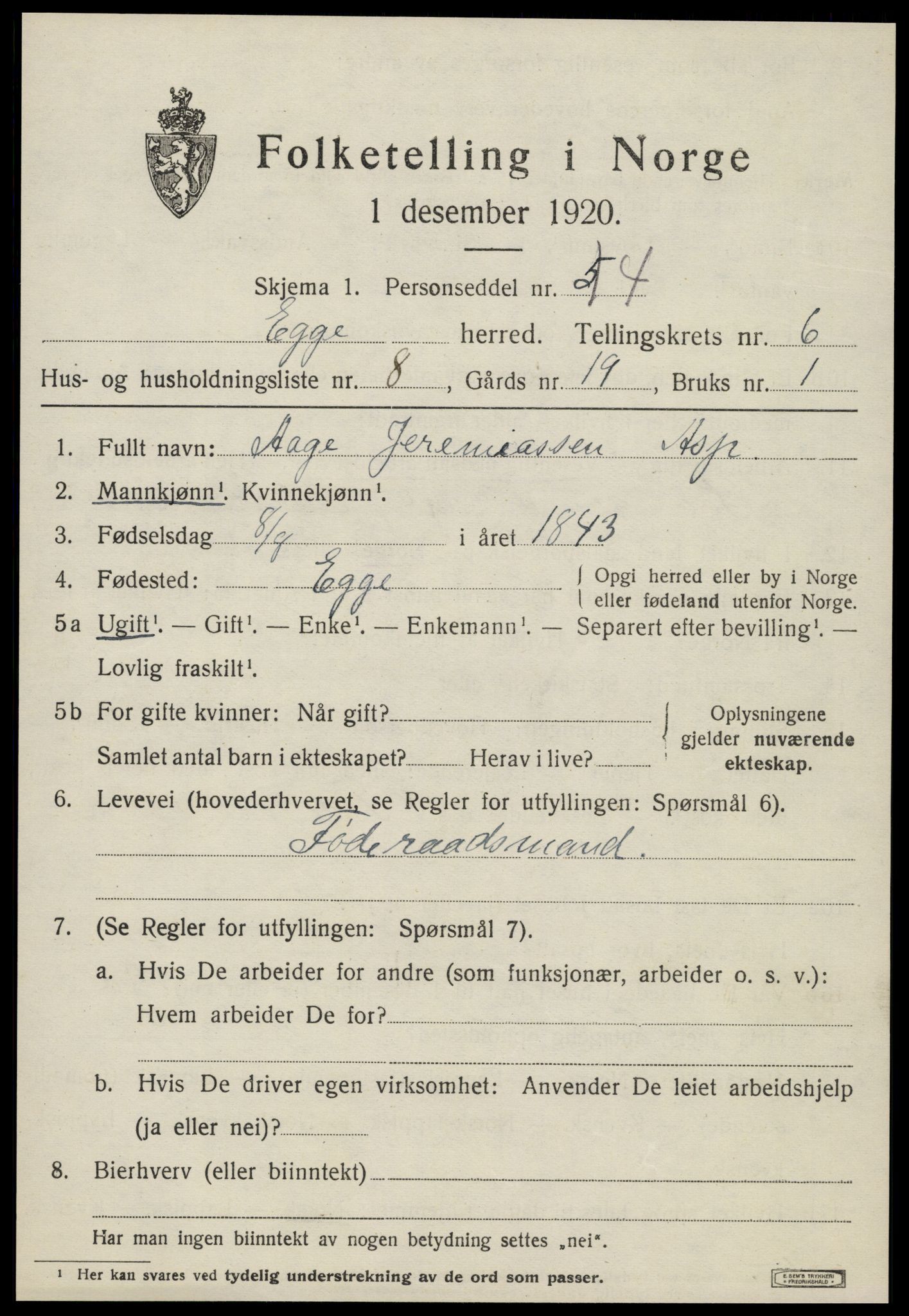 SAT, Folketelling 1920 for 1733 Egge herred, 1920, s. 3886