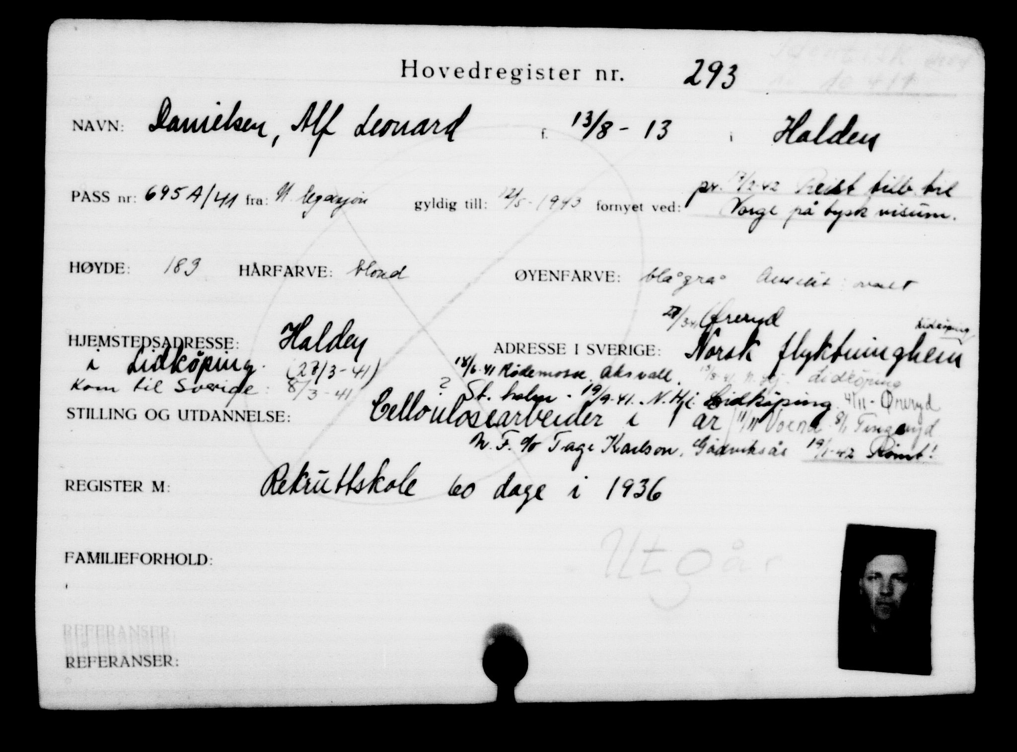 Utenriksstasjonene, Legasjonen i Stockholm, Flyktningkontoret, AV/RA-S-6753/V/Va/L0001: Kjesäterkartoteket, flyktninger med registreringsnr. 1-1000, 1940-1945, s. 470