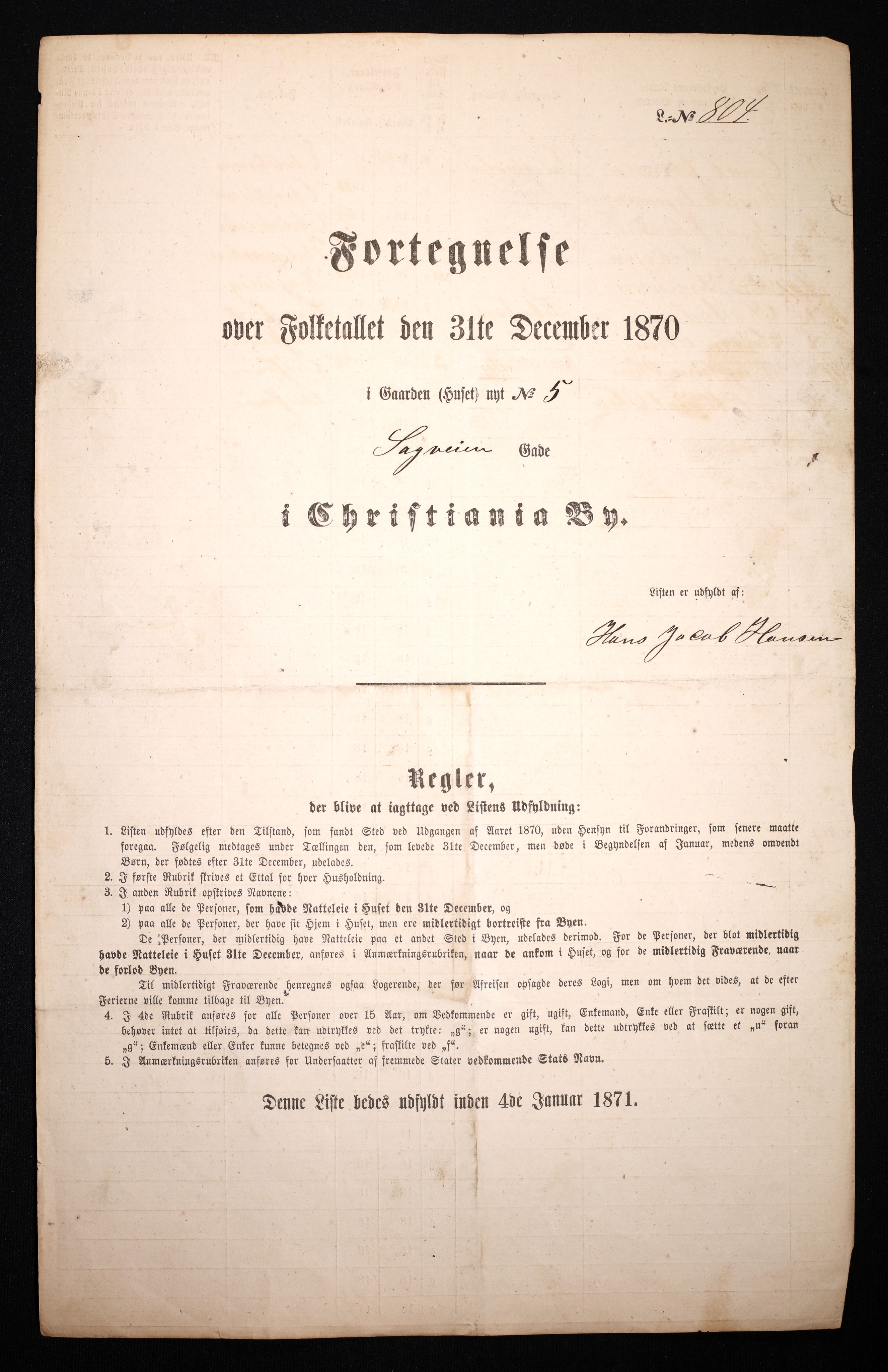 RA, Folketelling 1870 for 0301 Kristiania kjøpstad, 1870, s. 3142