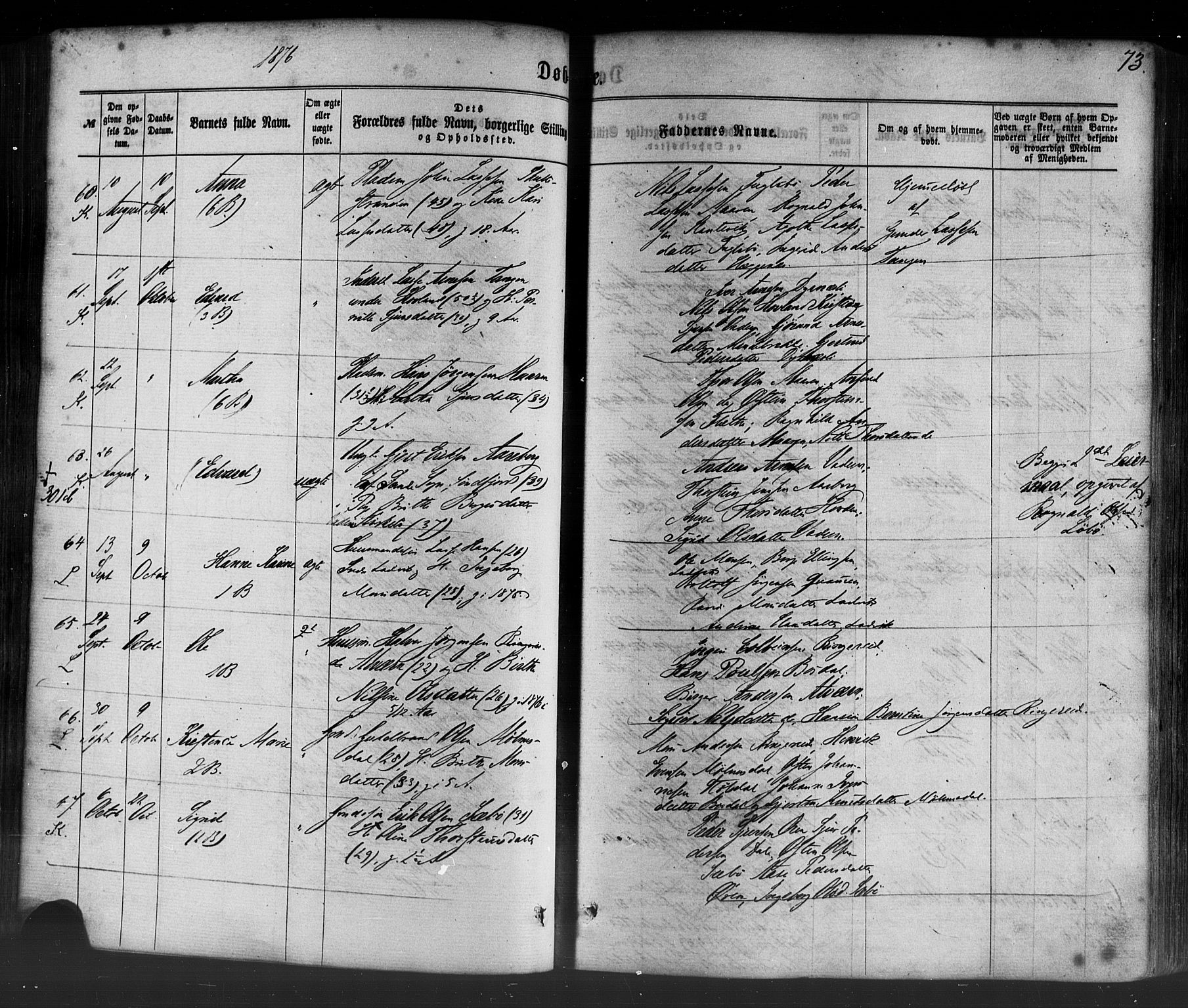 Lavik sokneprestembete, AV/SAB-A-80901: Ministerialbok nr. A 4, 1864-1881, s. 73