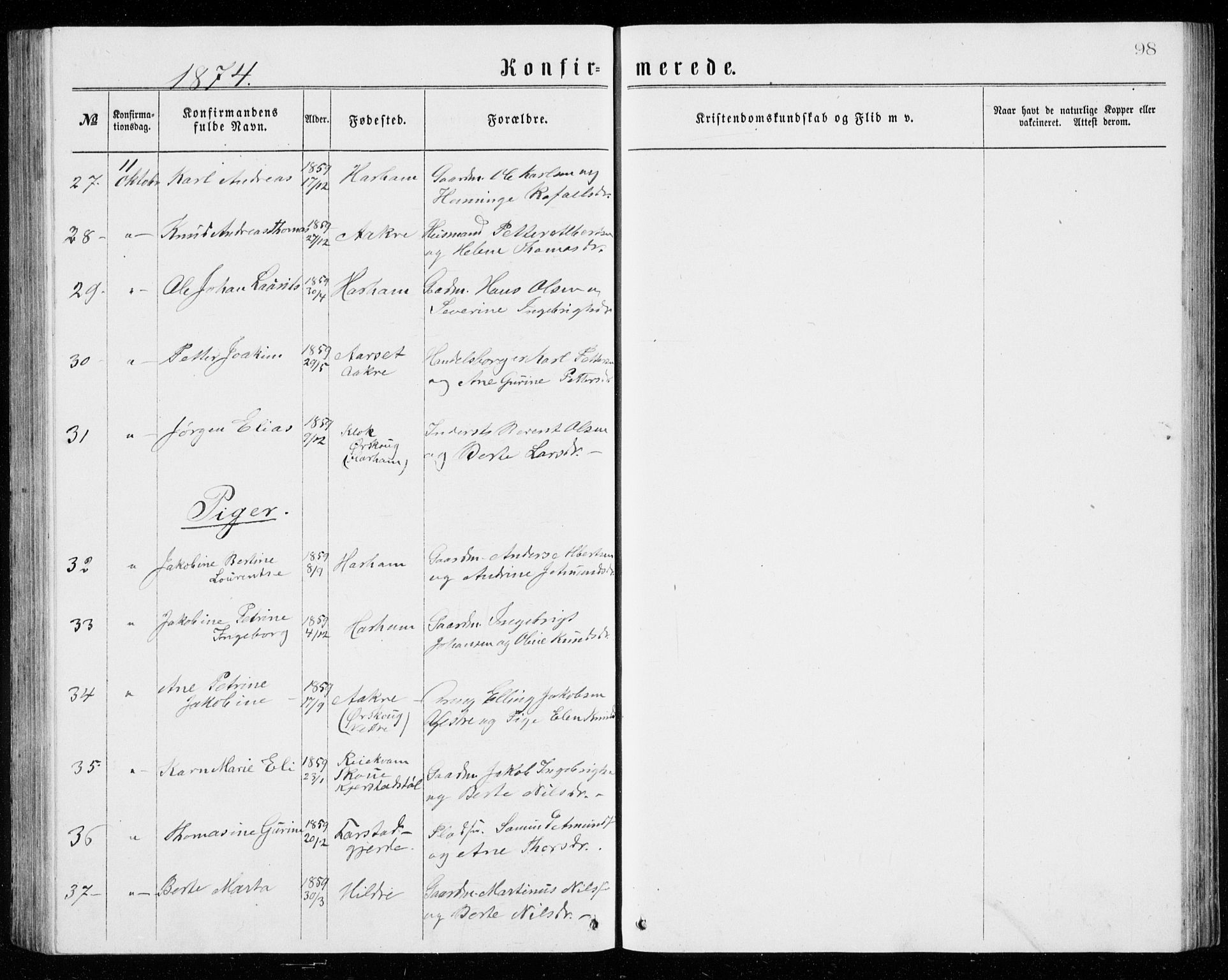 Ministerialprotokoller, klokkerbøker og fødselsregistre - Møre og Romsdal, AV/SAT-A-1454/536/L0509: Klokkerbok nr. 536C04, 1871-1881, s. 98