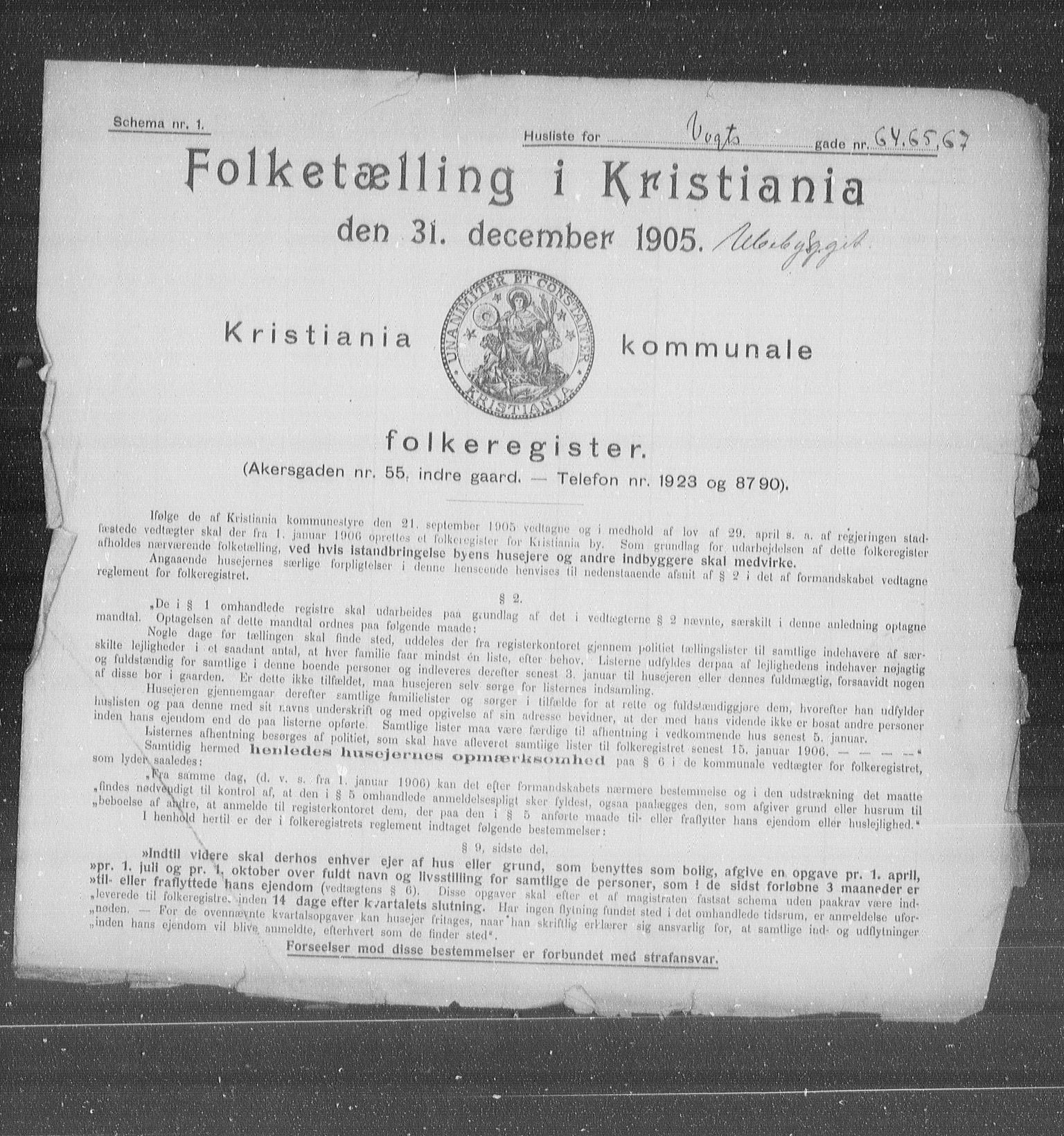 OBA, Kommunal folketelling 31.12.1905 for Kristiania kjøpstad, 1905, s. 66152
