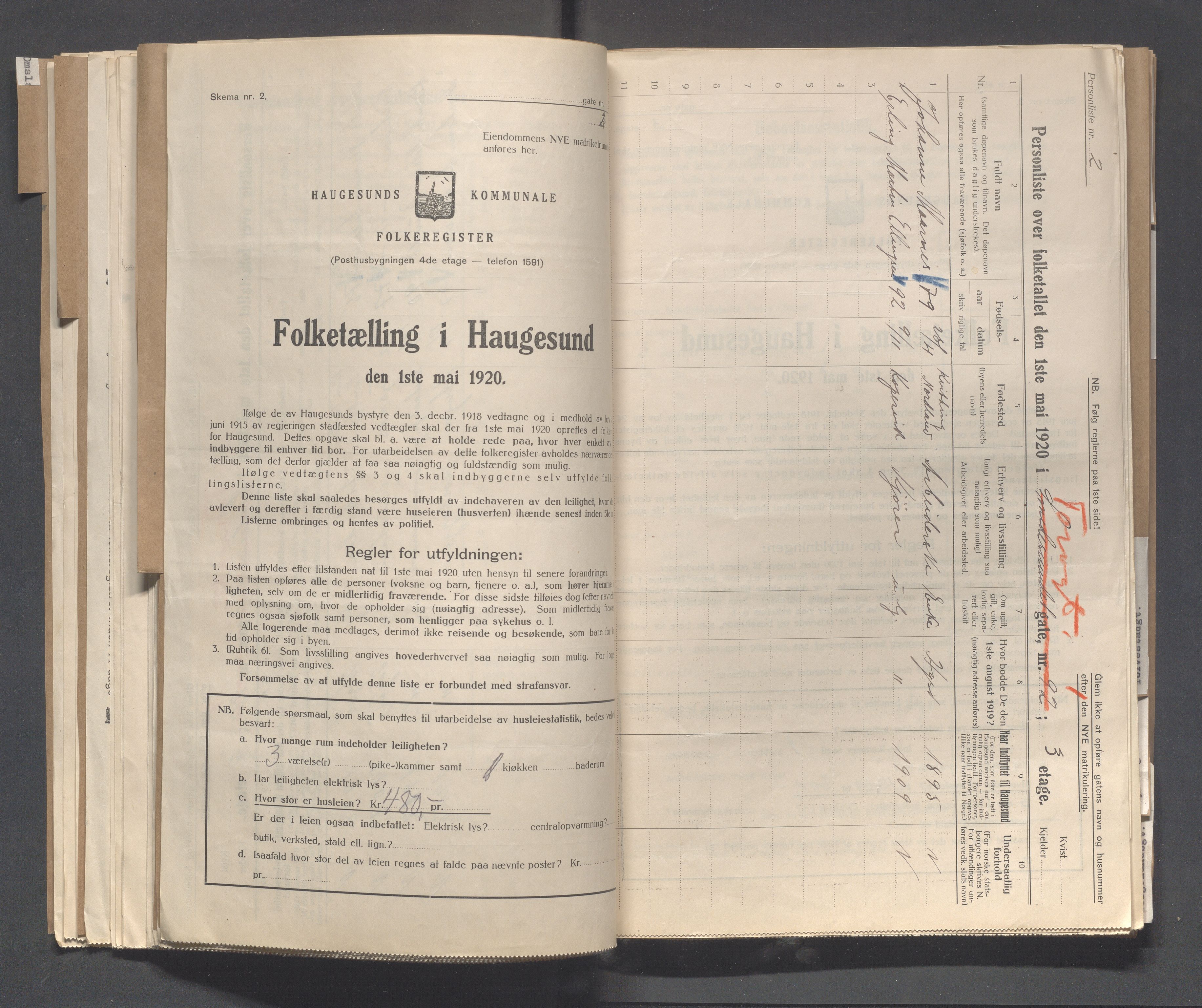 IKAR, Kommunal folketelling 1.5.1920 for Haugesund, 1920, s. 5209