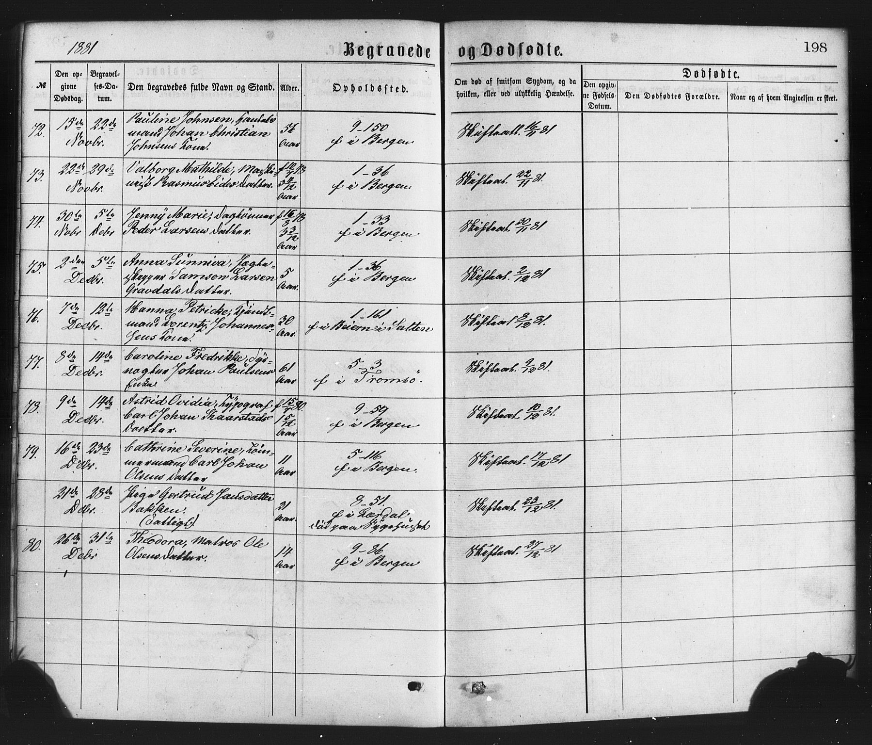 Nykirken Sokneprestembete, AV/SAB-A-77101/H/Haa/L0043: Ministerialbok nr. E 3, 1869-1882, s. 198
