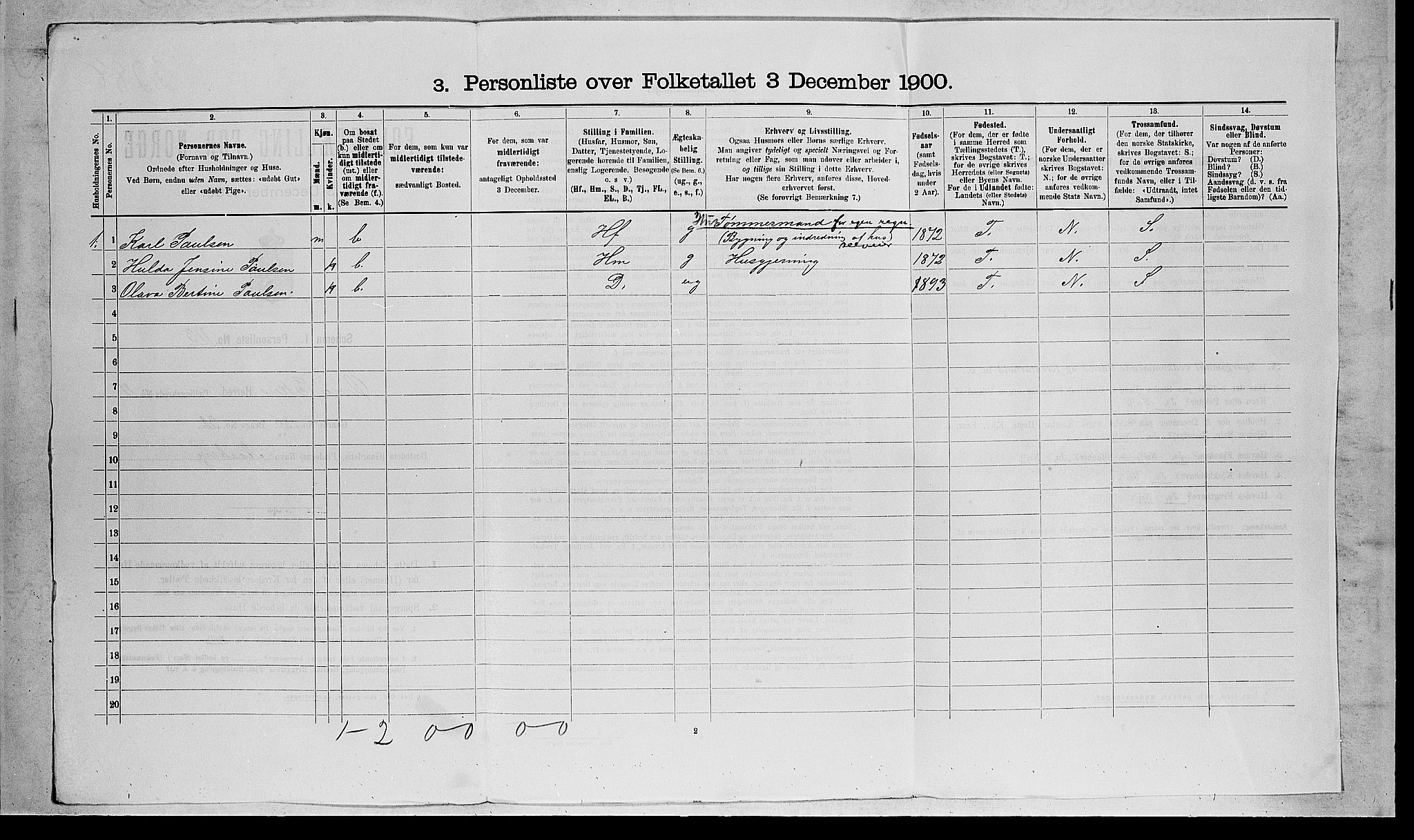 RA, Folketelling 1900 for 0624 Øvre Eiker herred, 1900, s. 2175