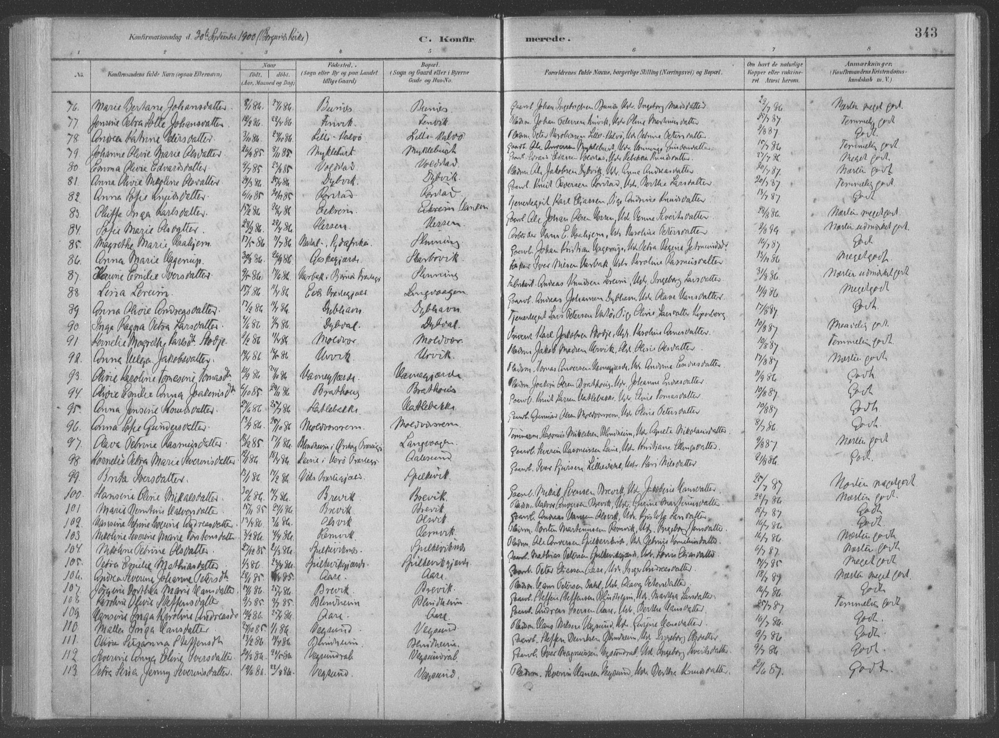 Ministerialprotokoller, klokkerbøker og fødselsregistre - Møre og Romsdal, SAT/A-1454/528/L0402: Ministerialbok nr. 528A12II, 1880-1903, s. 343