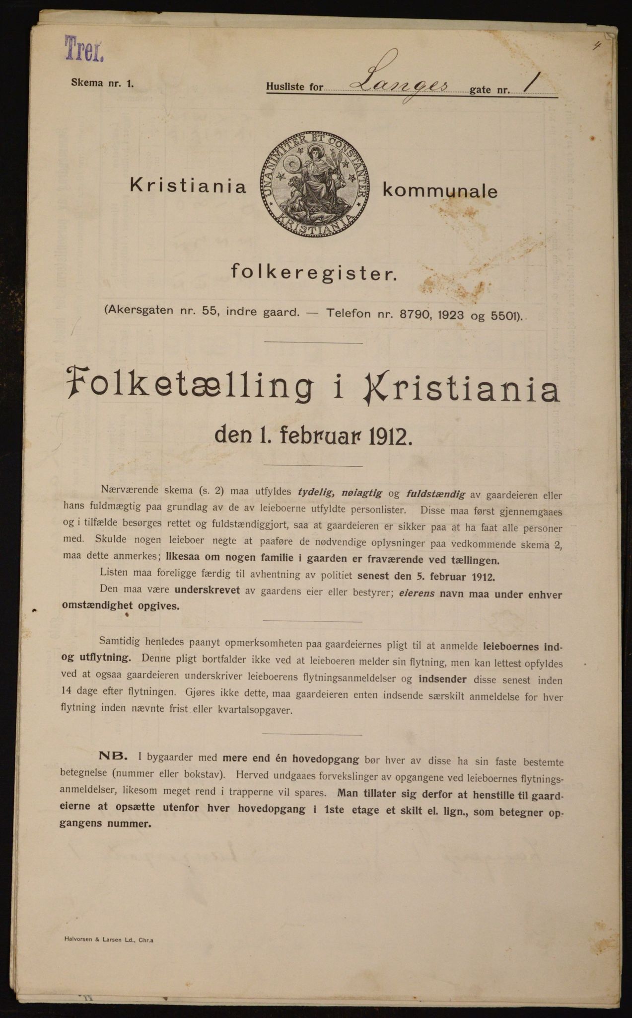 OBA, Kommunal folketelling 1.2.1912 for Kristiania, 1912, s. 56626