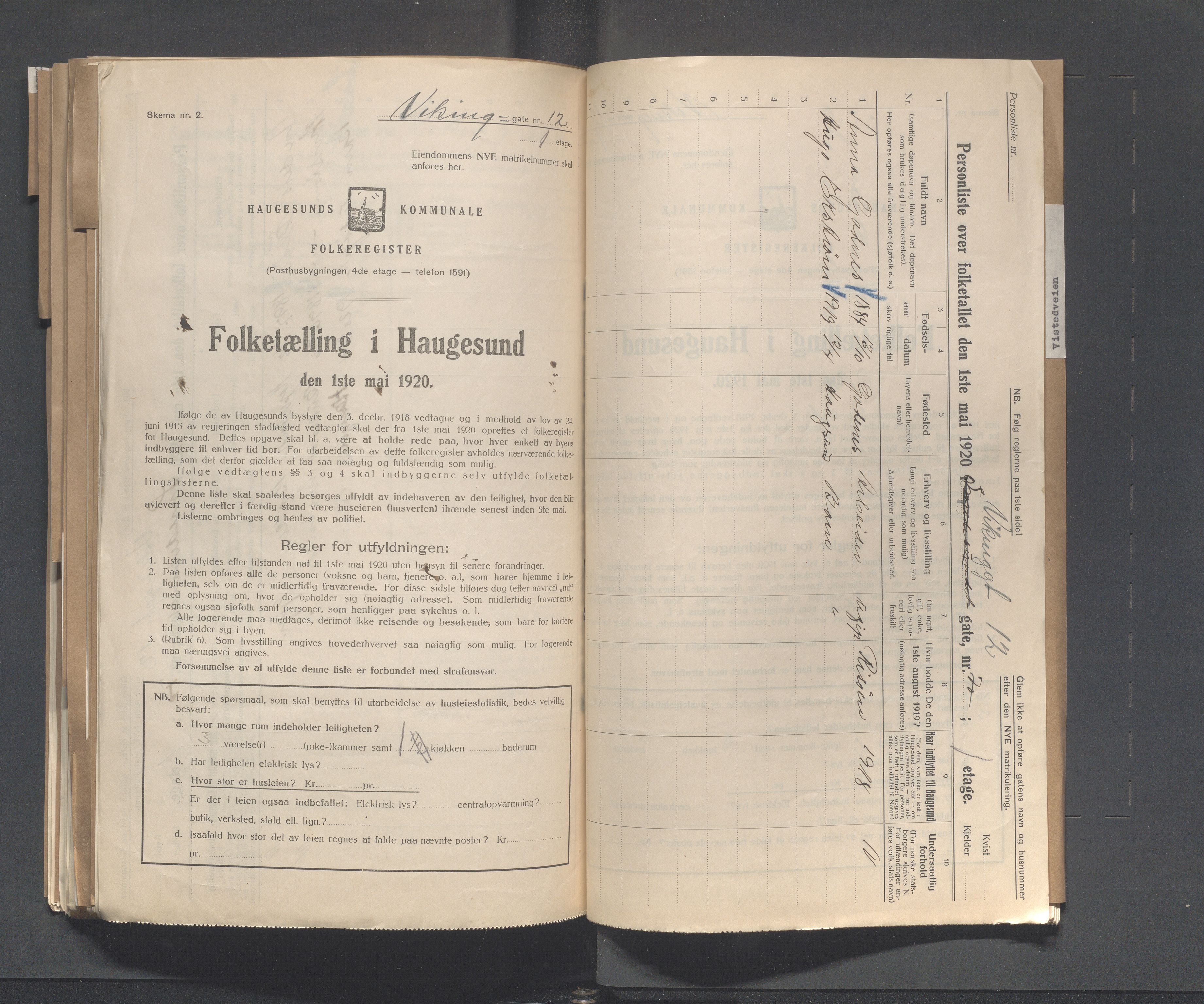 IKAR, Kommunal folketelling 1.5.1920 for Haugesund, 1920, s. 5282