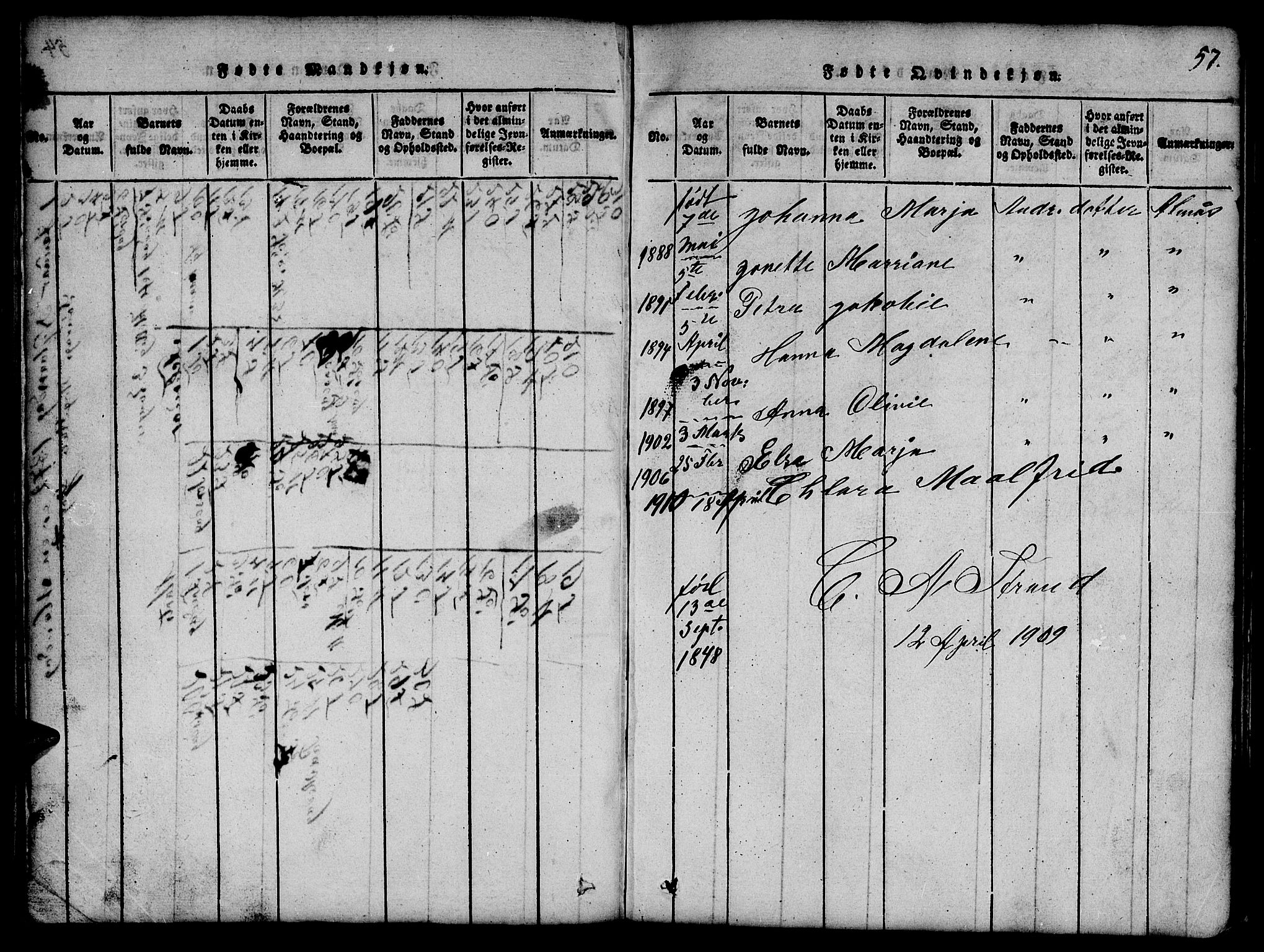 Ministerialprotokoller, klokkerbøker og fødselsregistre - Nord-Trøndelag, SAT/A-1458/765/L0562: Klokkerbok nr. 765C01, 1817-1851, s. 57