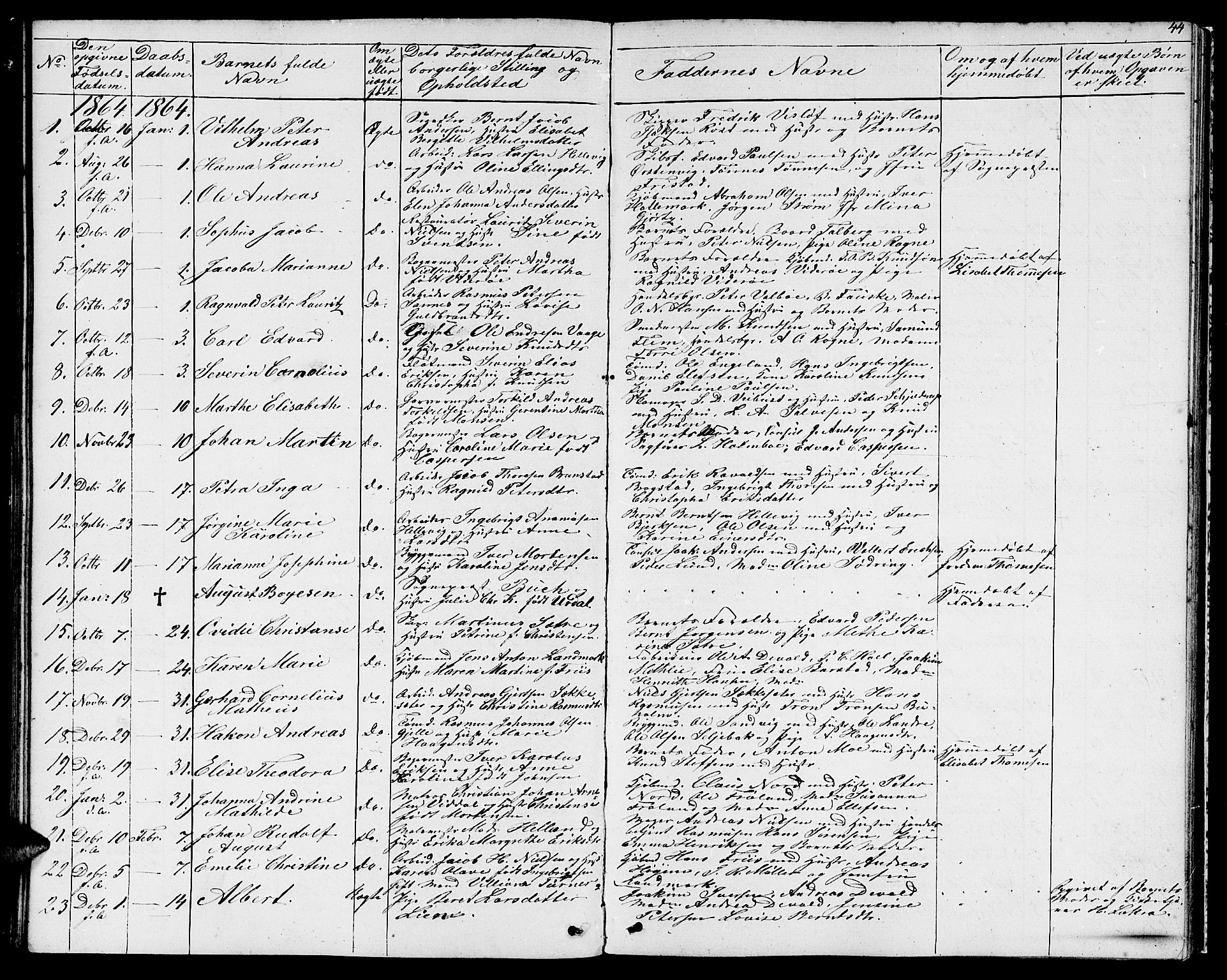 Ministerialprotokoller, klokkerbøker og fødselsregistre - Møre og Romsdal, AV/SAT-A-1454/529/L0464: Klokkerbok nr. 529C01, 1855-1867, s. 44