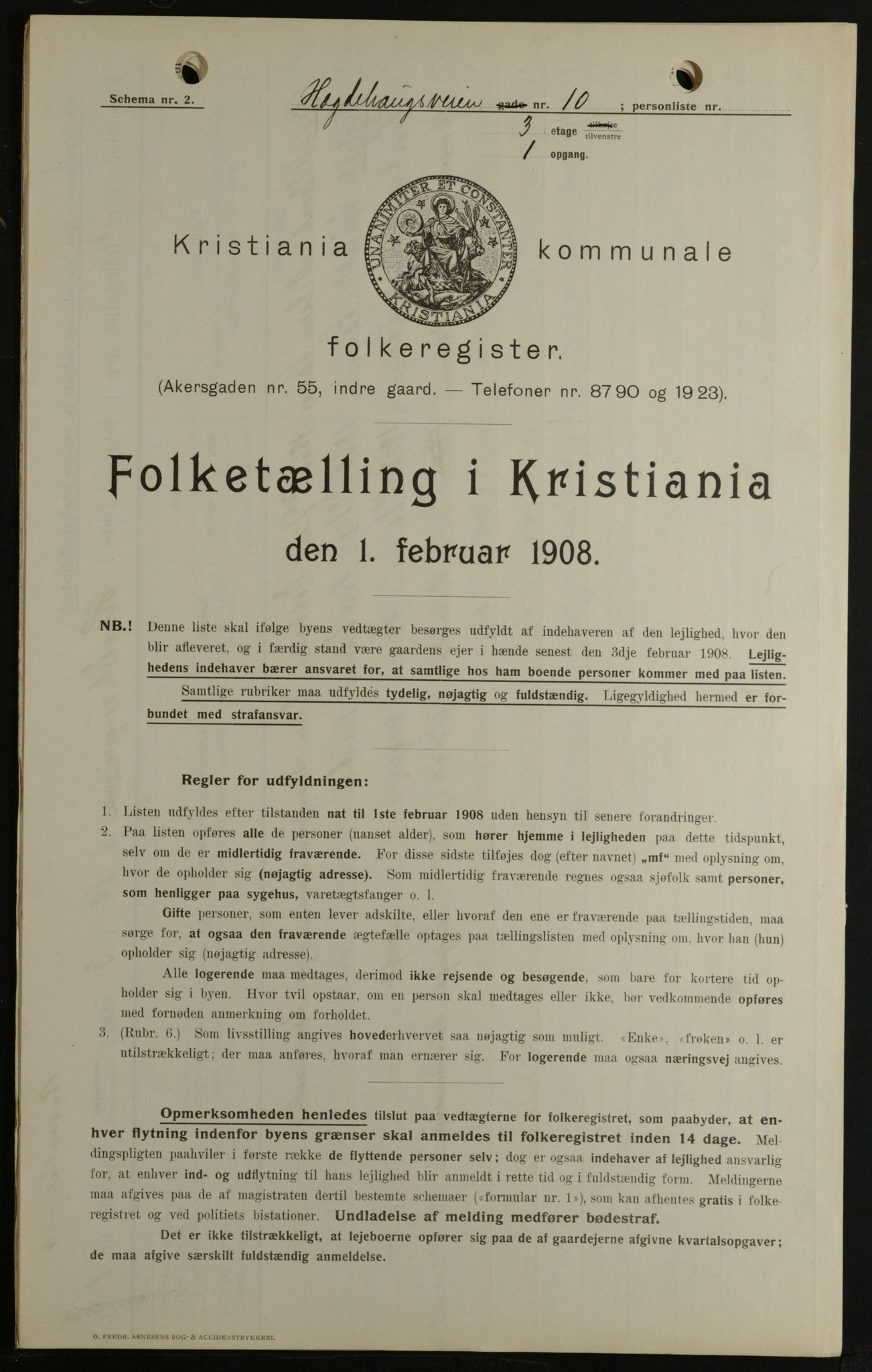 OBA, Kommunal folketelling 1.2.1908 for Kristiania kjøpstad, 1908, s. 32511