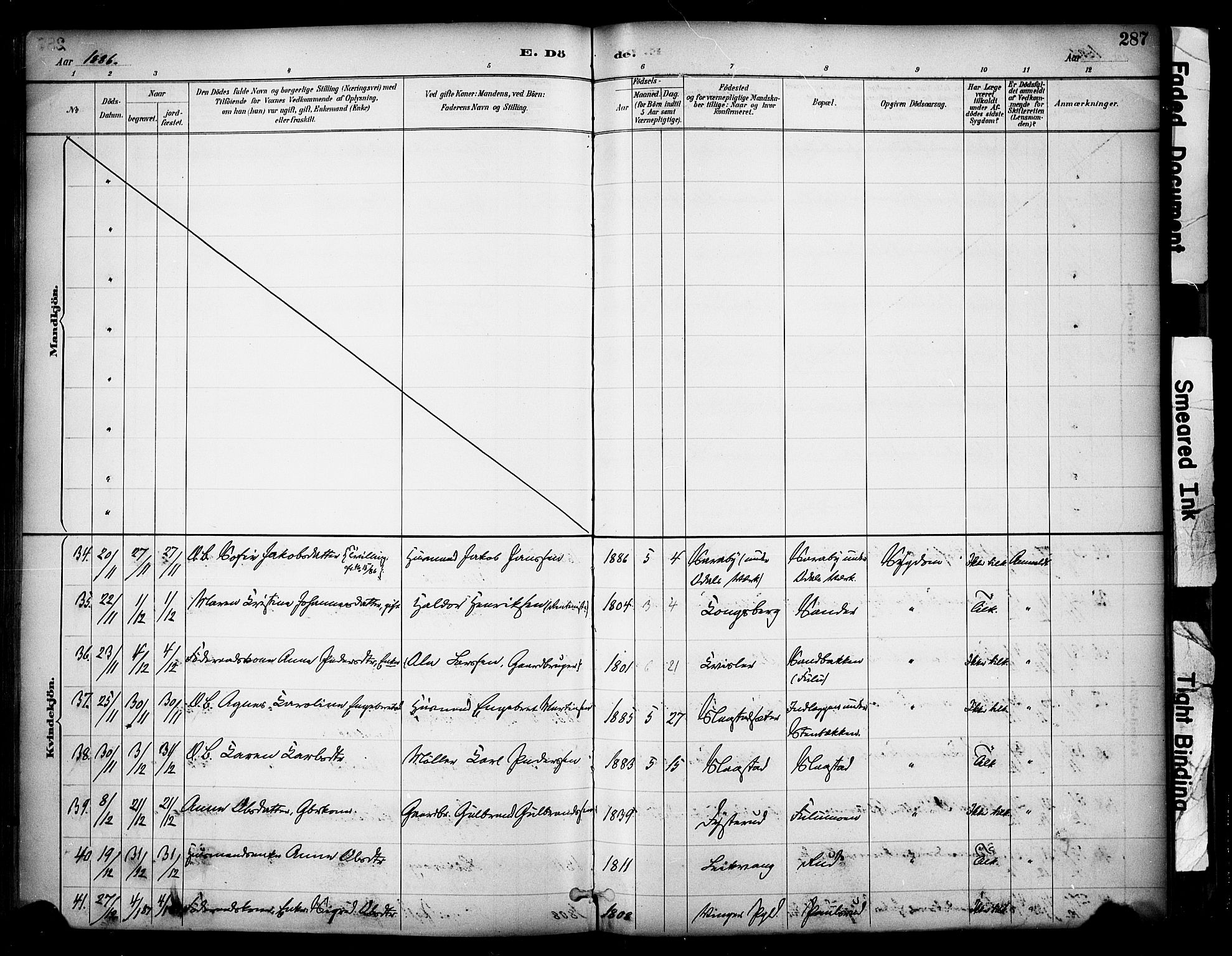 Sør-Odal prestekontor, AV/SAH-PREST-030/H/Ha/Haa/L0007: Ministerialbok nr. 7, 1886-1925, s. 287