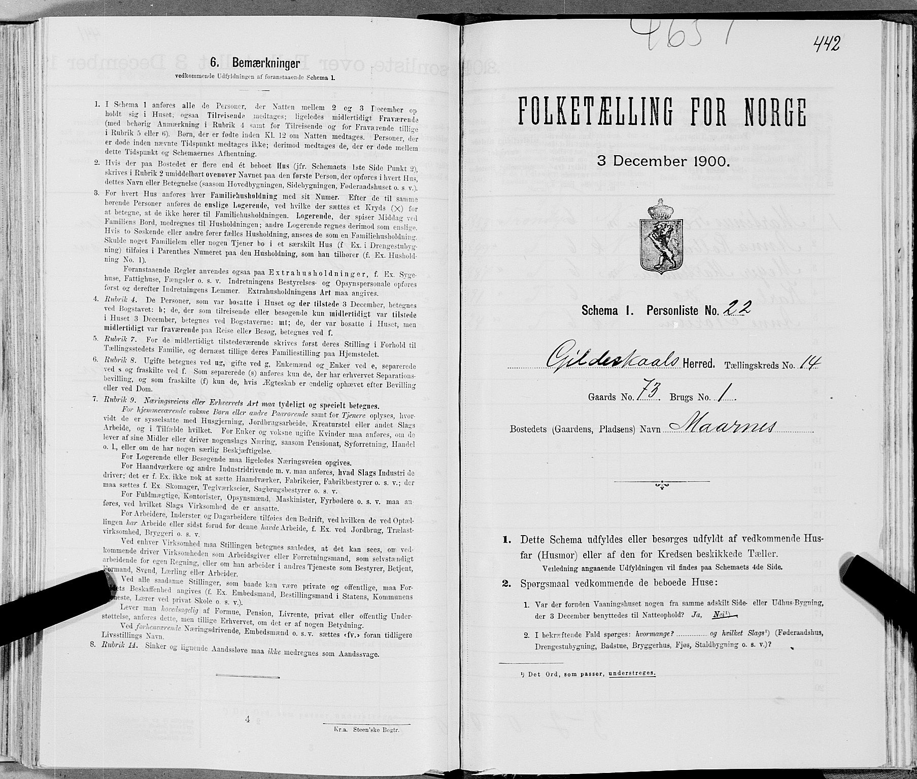 SAT, Folketelling 1900 for 1838 Gildeskål herred, 1900, s. 1425
