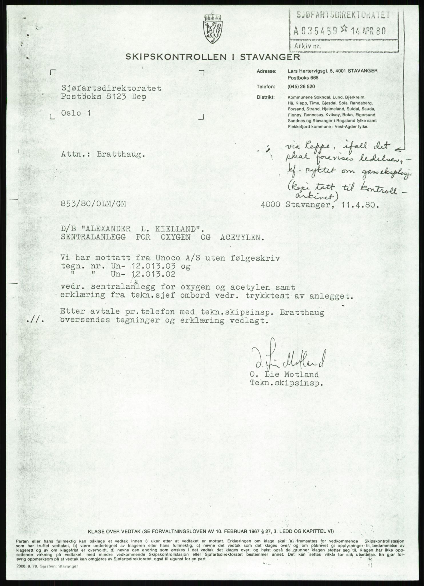 Justisdepartementet, Granskningskommisjonen ved Alexander Kielland-ulykken 27.3.1980, AV/RA-S-1165/D/L0013: H Sjøfartsdirektoratet og Skipskontrollen (H25-H43, H45, H47-H48, H50, H52)/I Det norske Veritas (I34, I41, I47), 1980-1981, s. 586