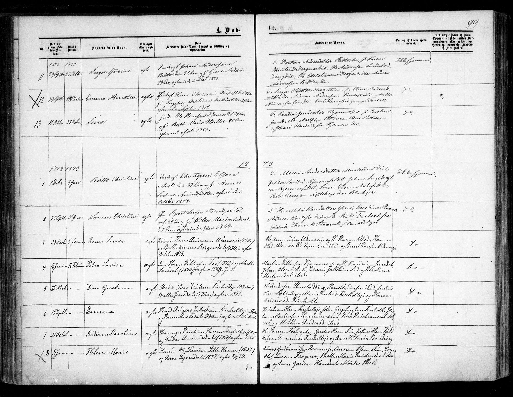 Nes prestekontor Kirkebøker, AV/SAO-A-10410/F/Fc/L0001: Ministerialbok nr. III 1, 1859-1882, s. 99