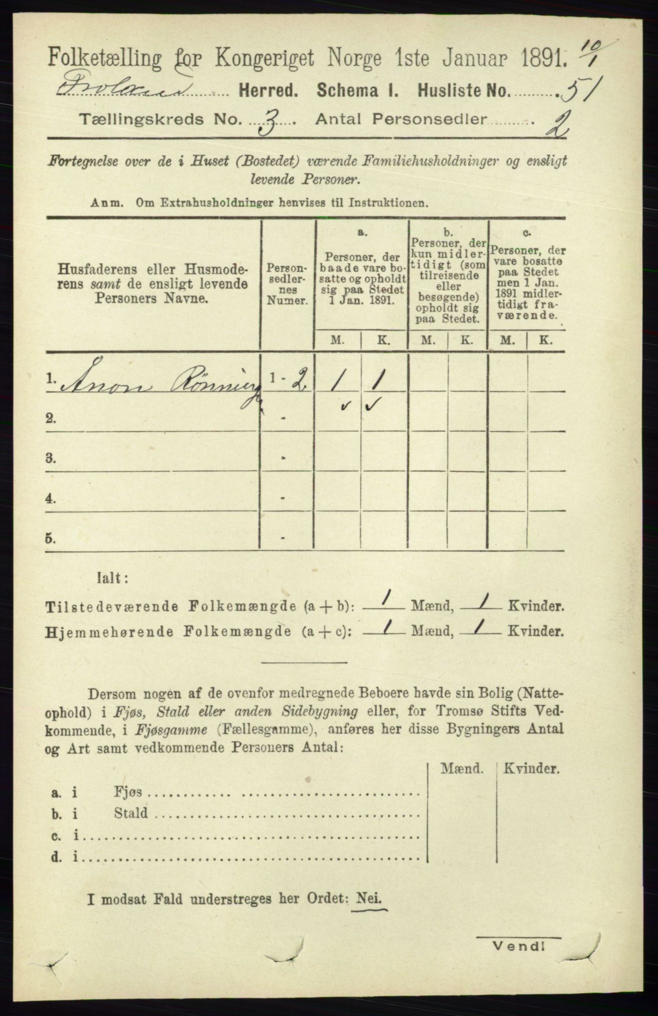 RA, Folketelling 1891 for 0919 Froland herred, 1891, s. 1009