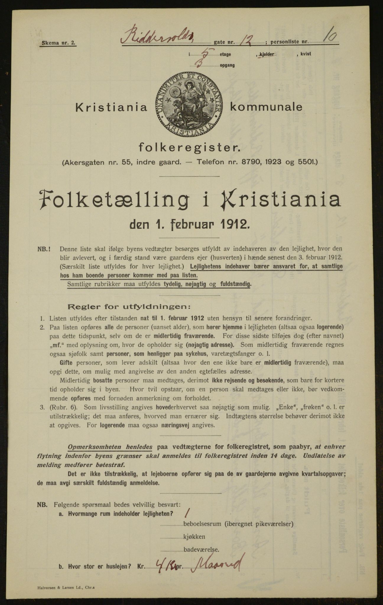 OBA, Kommunal folketelling 1.2.1912 for Kristiania, 1912, s. 83368