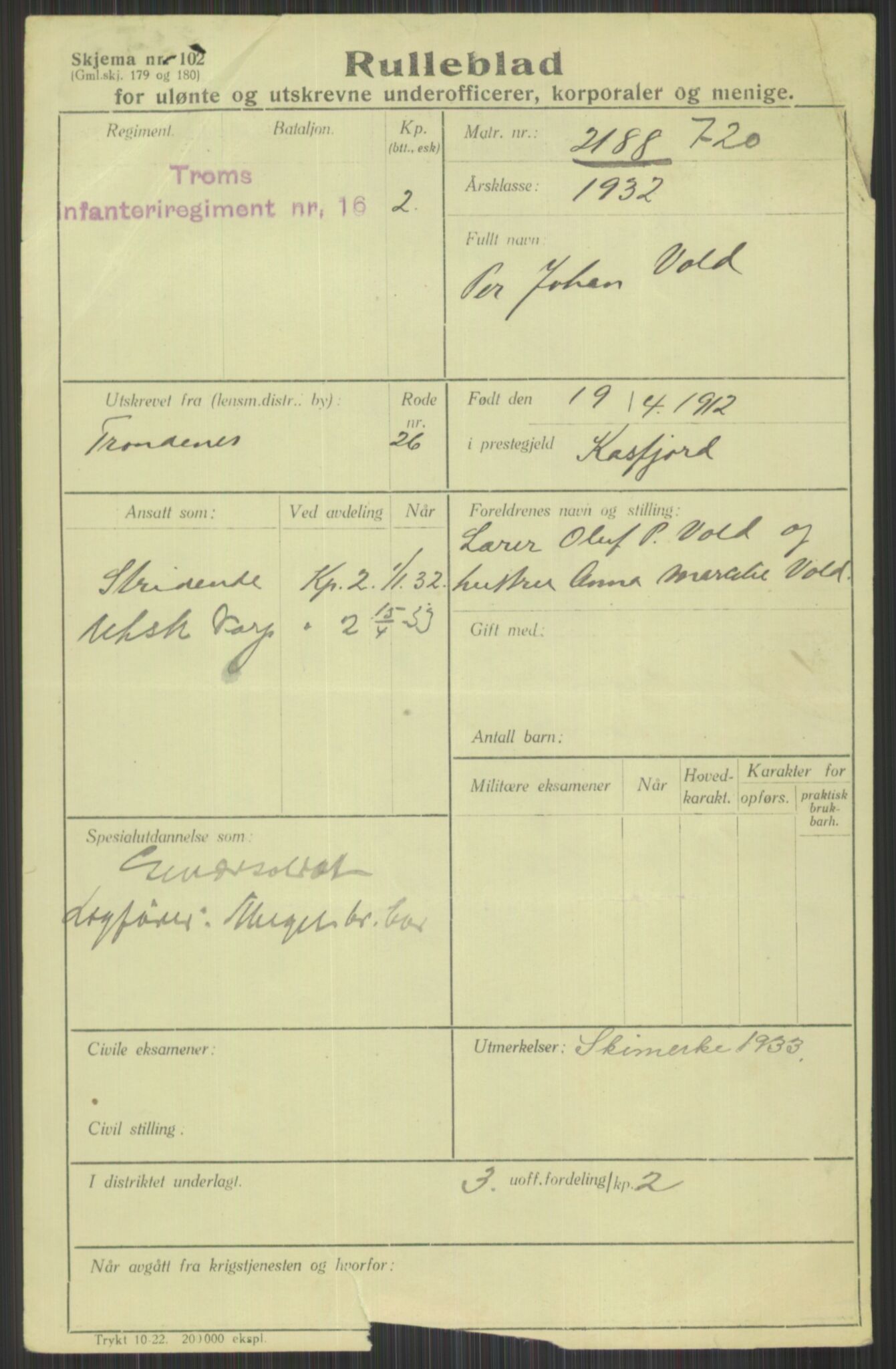 Forsvaret, Troms infanteriregiment nr. 16, AV/RA-RAFA-3146/P/Pa/L0016: Rulleblad for regimentets menige mannskaper, årsklasse 1932, 1932, s. 1613