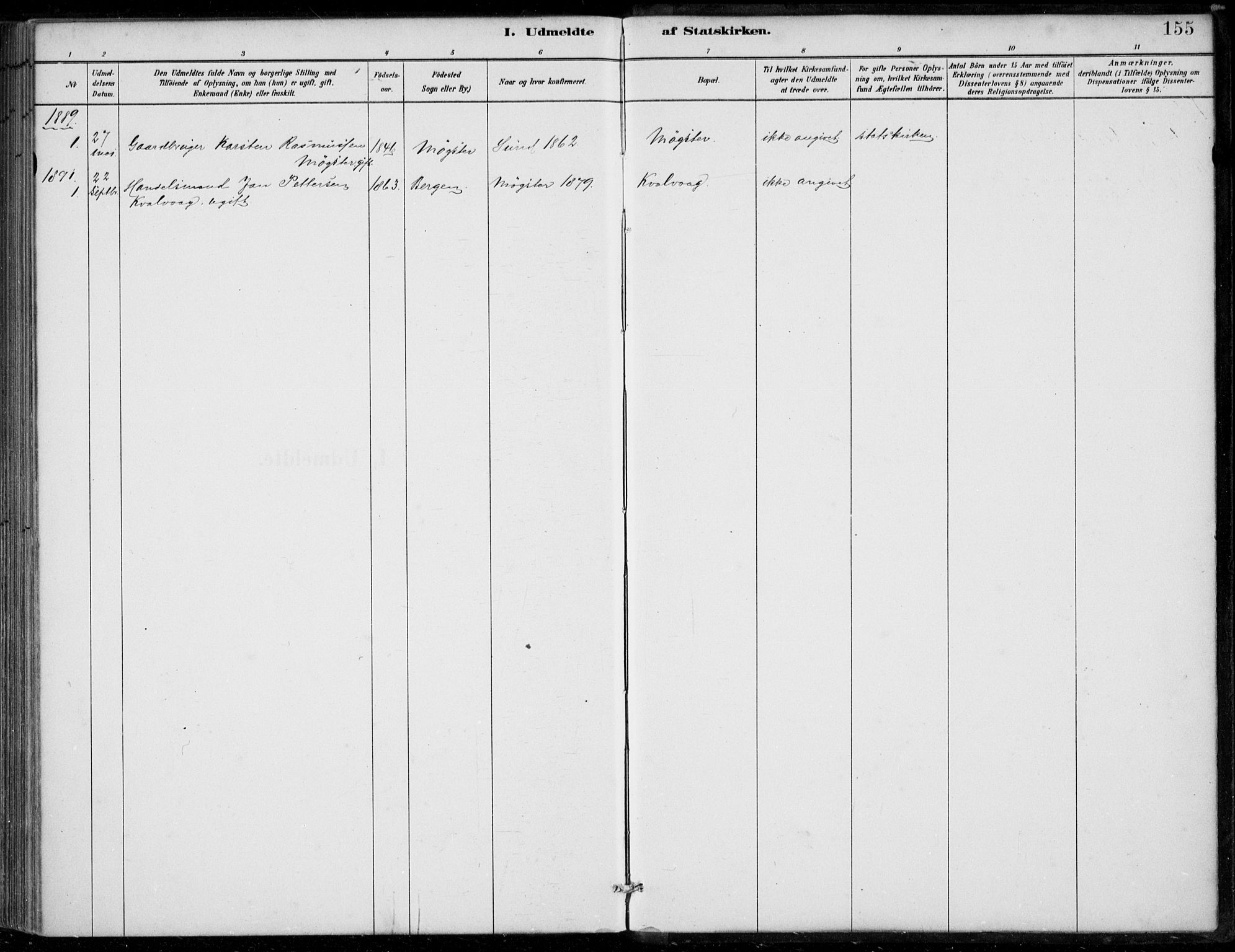 Sund sokneprestembete, SAB/A-99930: Ministerialbok nr. D 1, 1882-1899, s. 155