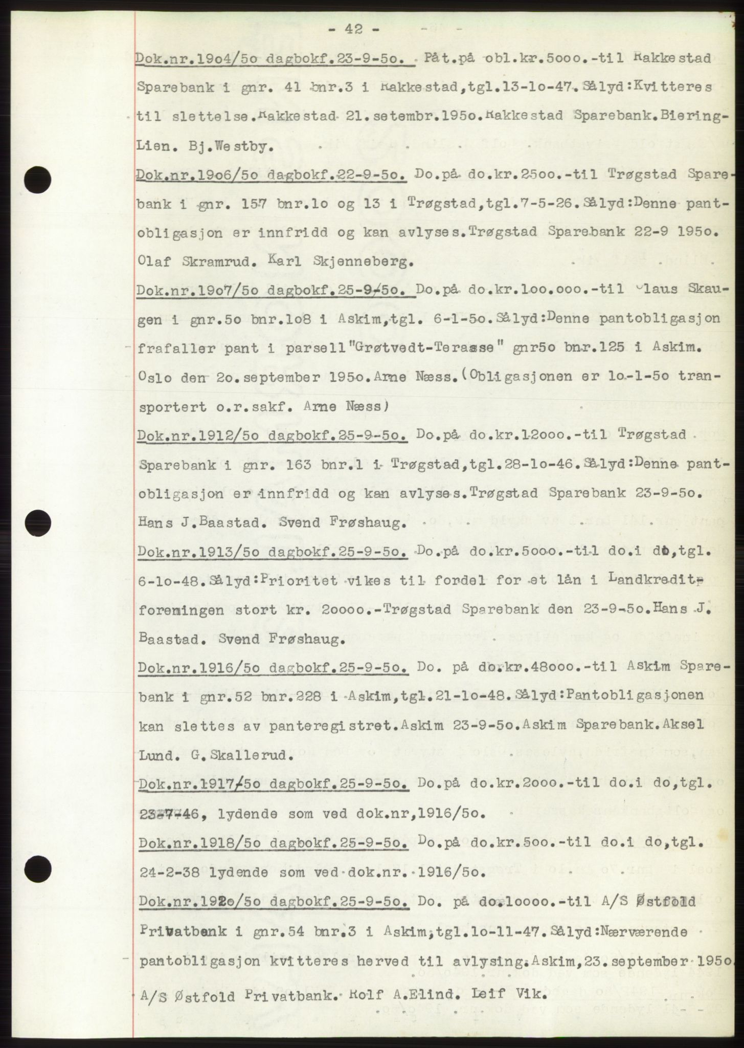 Rakkestad sorenskriveri, SAO/A-10686/G/Gb/Gba/Gbac/L0012: Pantebok nr. B1-4 og B16-20, 1949-1950, Dagboknr: 1904/1950