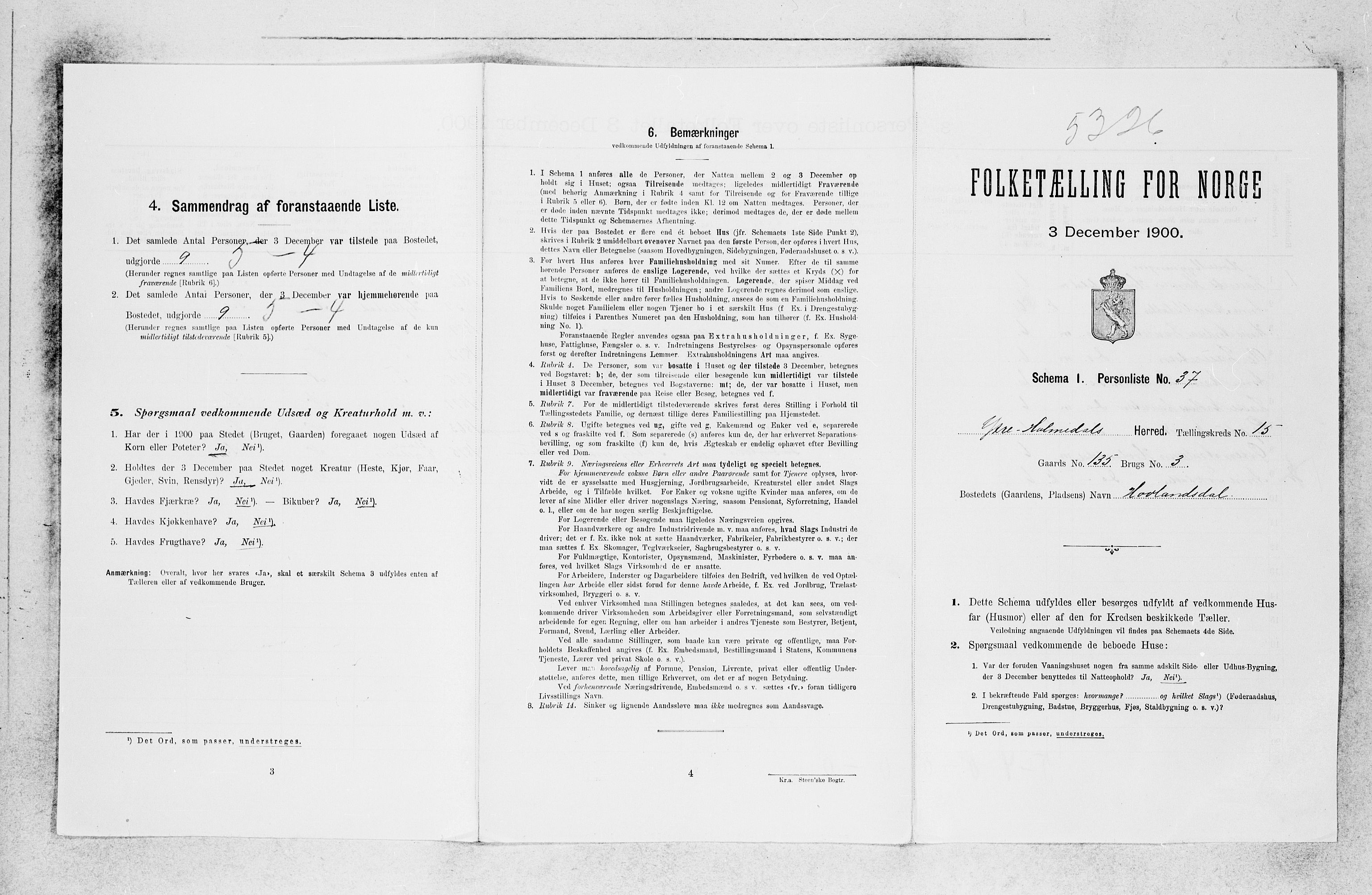 SAB, Folketelling 1900 for 1429 Ytre Holmedal herred, 1900, s. 1166