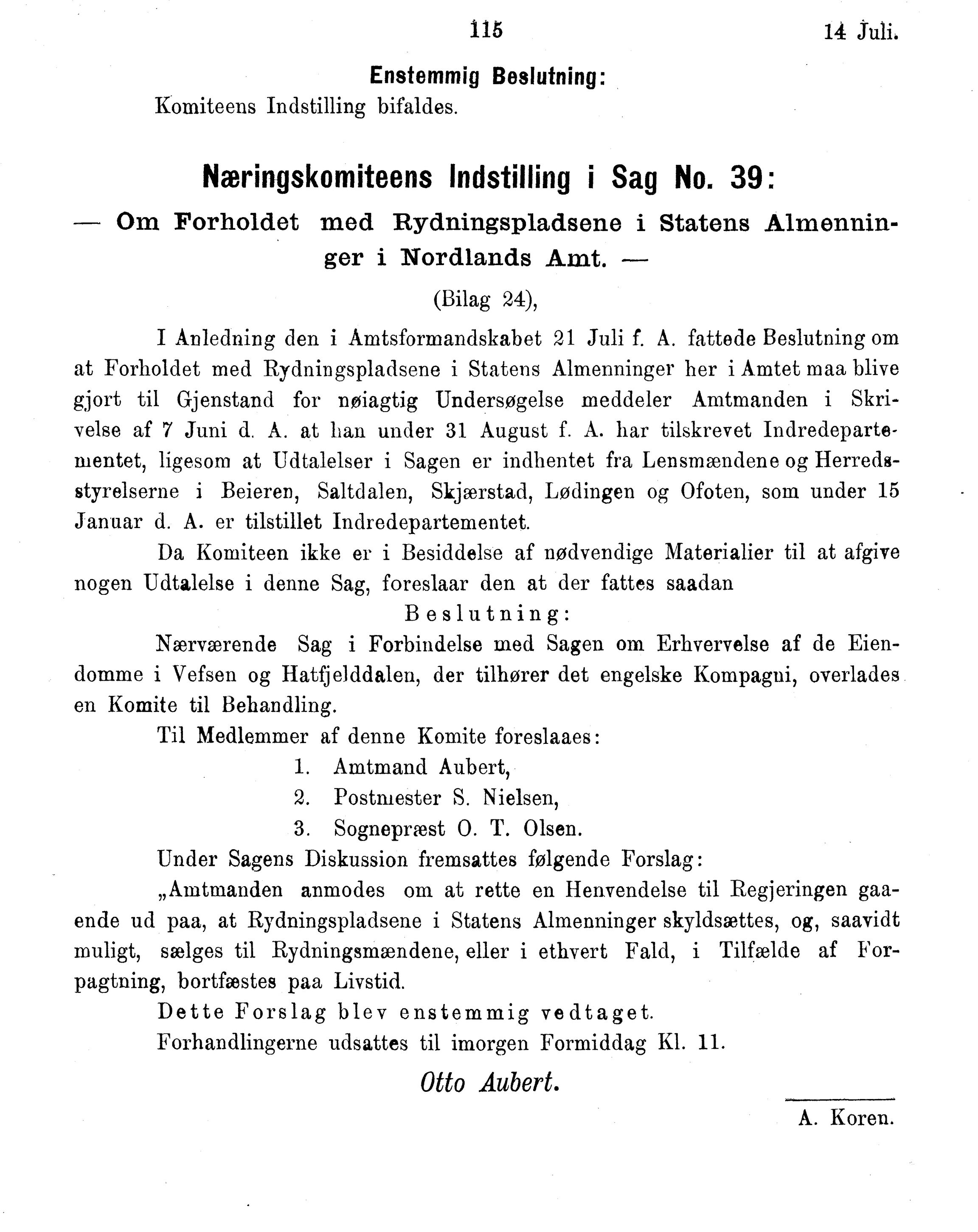 Nordland Fylkeskommune. Fylkestinget, AIN/NFK-17/176/A/Ac/L0015: Fylkestingsforhandlinger 1886-1890, 1886-1890