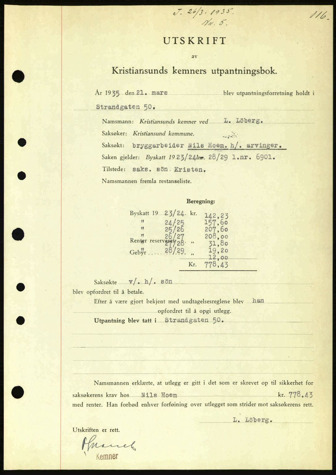 Kristiansund byfogd, SAT/A-4587/A/27: Pantebok nr. 28, 1934-1936, Tingl.dato: 26.03.1935