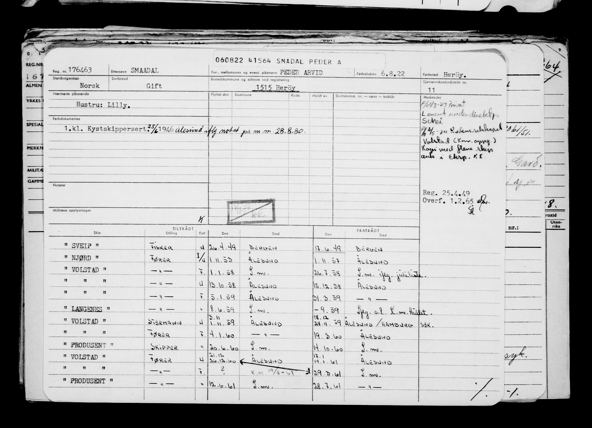 Direktoratet for sjømenn, AV/RA-S-3545/G/Gb/L0209: Hovedkort, 1922, s. 415