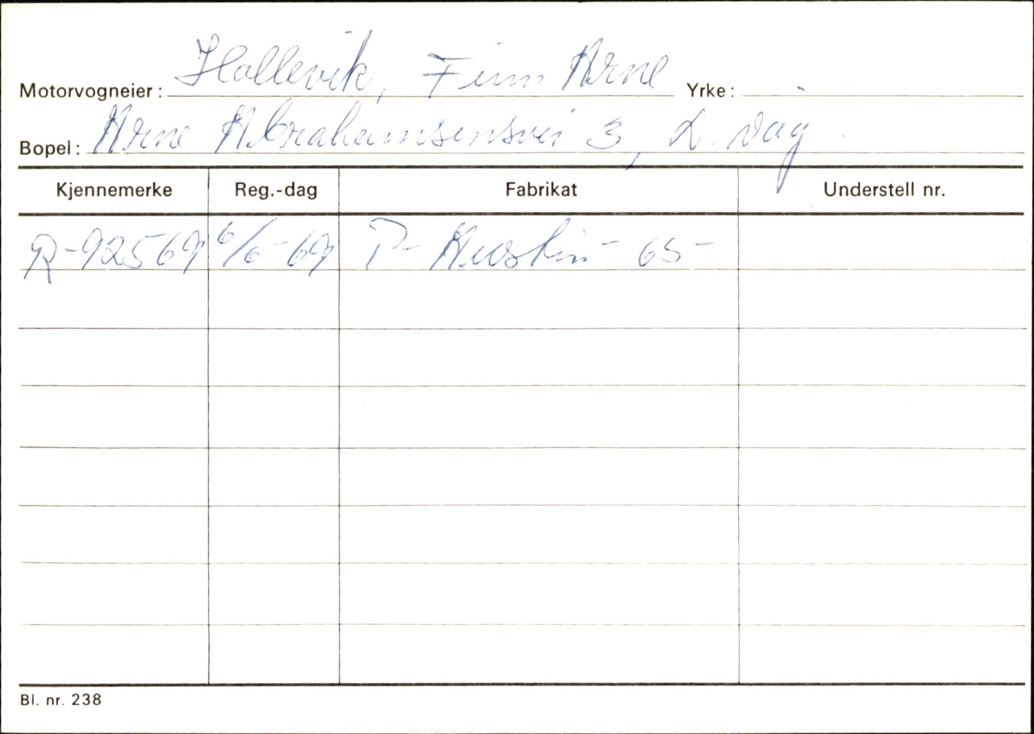 Statens vegvesen, Hordaland vegkontor, AV/SAB-A-5201/2/Ha/L0018: R-eierkort H, 1920-1971, s. 262