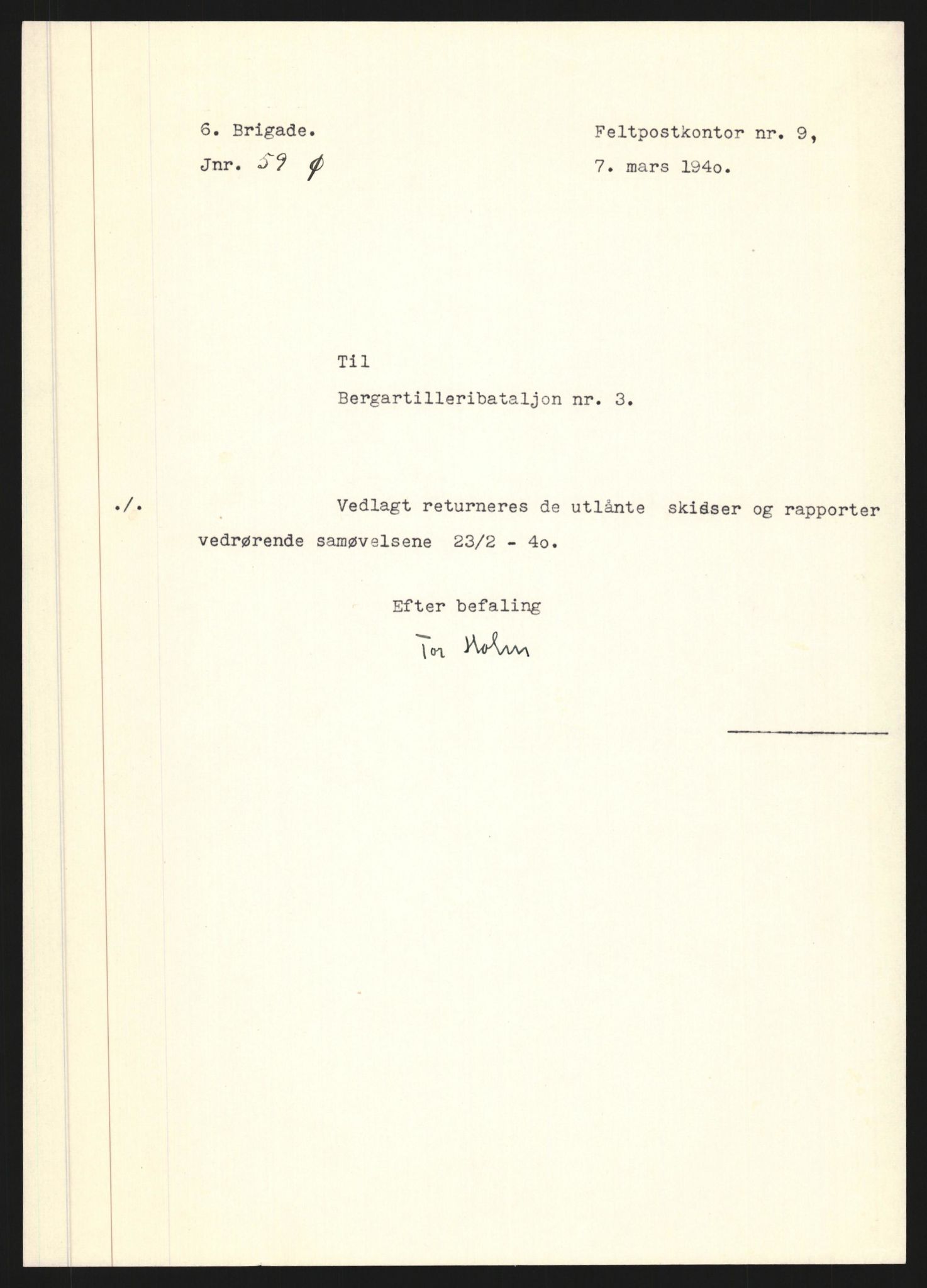 Forsvaret, Forsvarets krigshistoriske avdeling, AV/RA-RAFA-2017/Y/Yb/L0152: II-C-11-650  -  6. Divisjon: Bergartilleribataljon nr. 3:  Nøytralitetsvakten , 1939-1940, s. 509