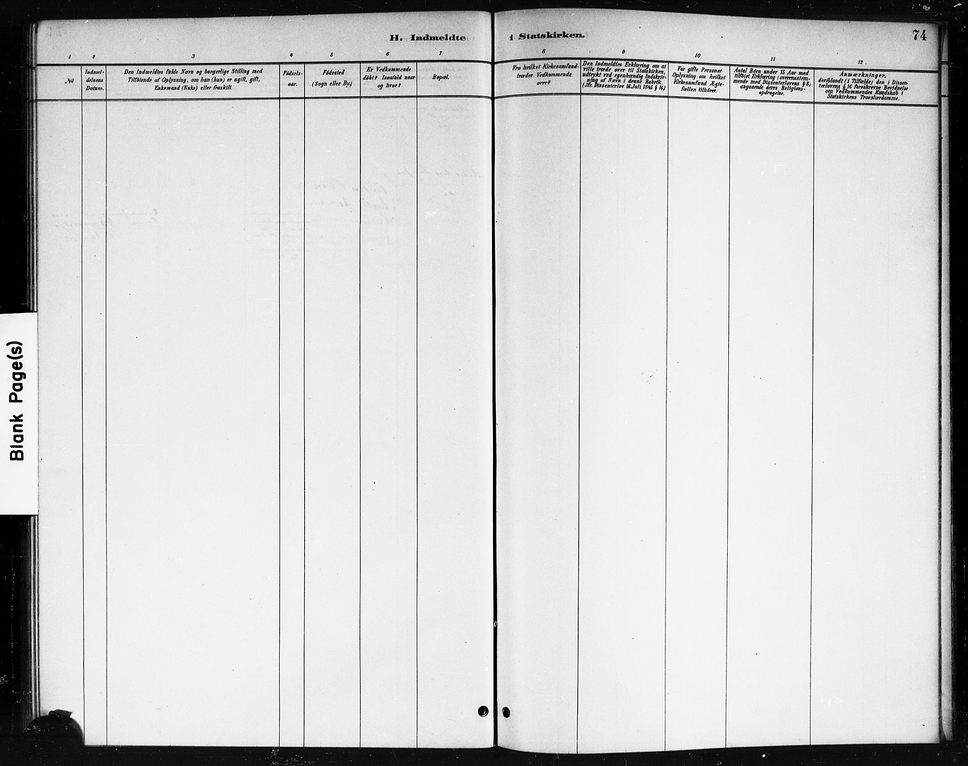 Skjeberg prestekontor Kirkebøker, SAO/A-10923/F/Fb/L0001: Ministerialbok nr. II 1, 1886-1894, s. 74