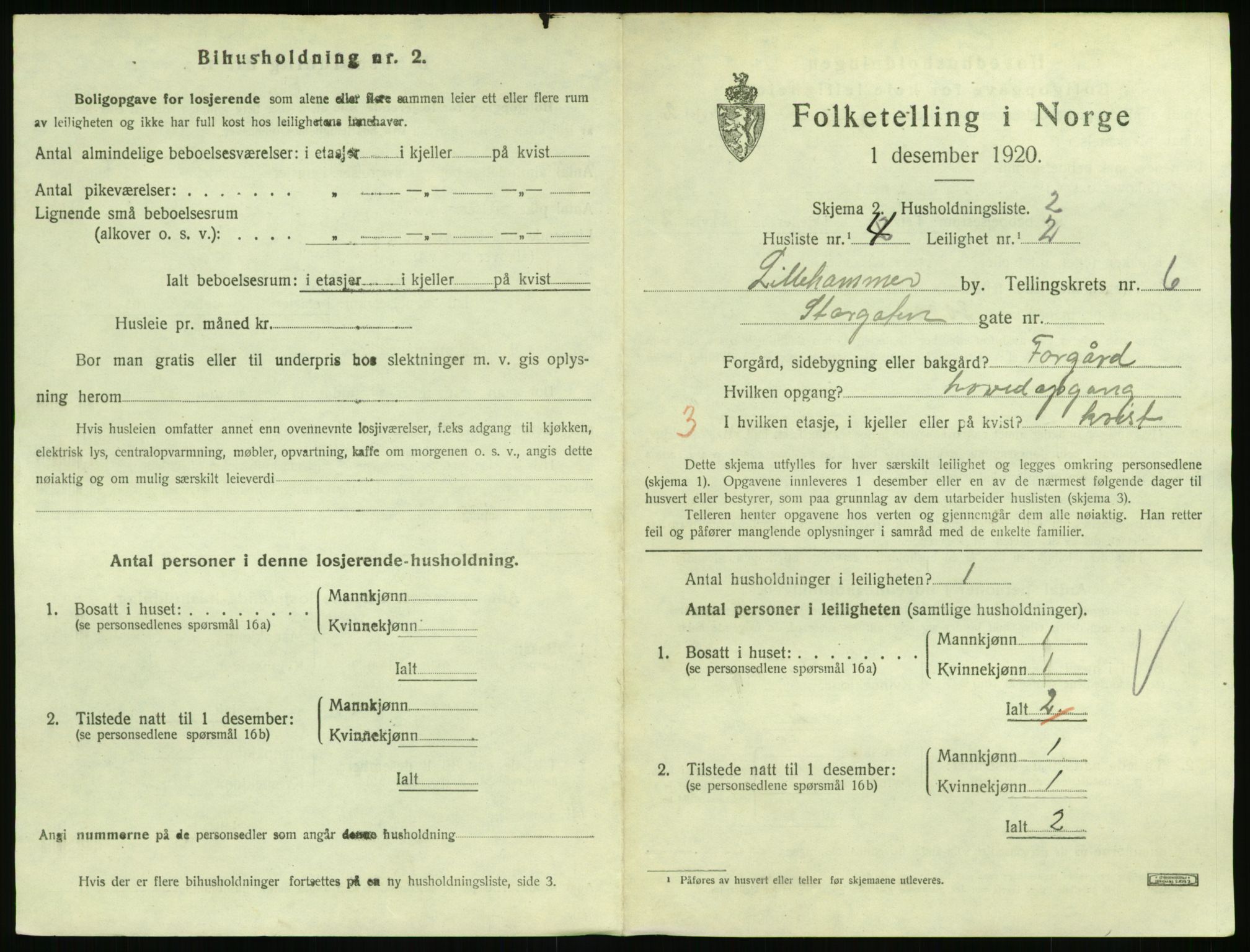 SAH, Folketelling 1920 for 0501 Lillehammer kjøpstad, 1920, s. 2328