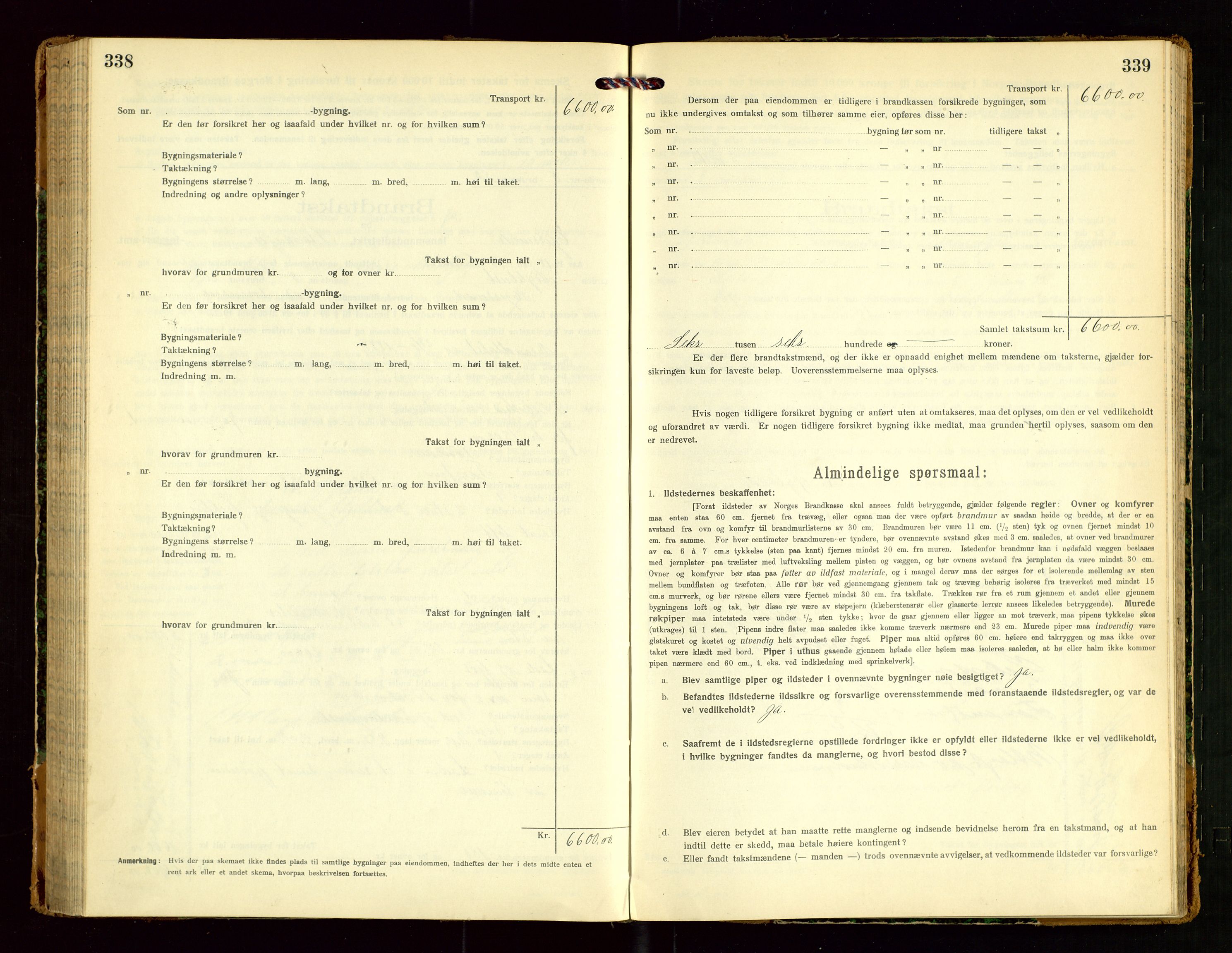 Eigersund lensmannskontor, AV/SAST-A-100171/Gob/L0003: "Brandtakstprotokol", 1917-1920, s. 338-339