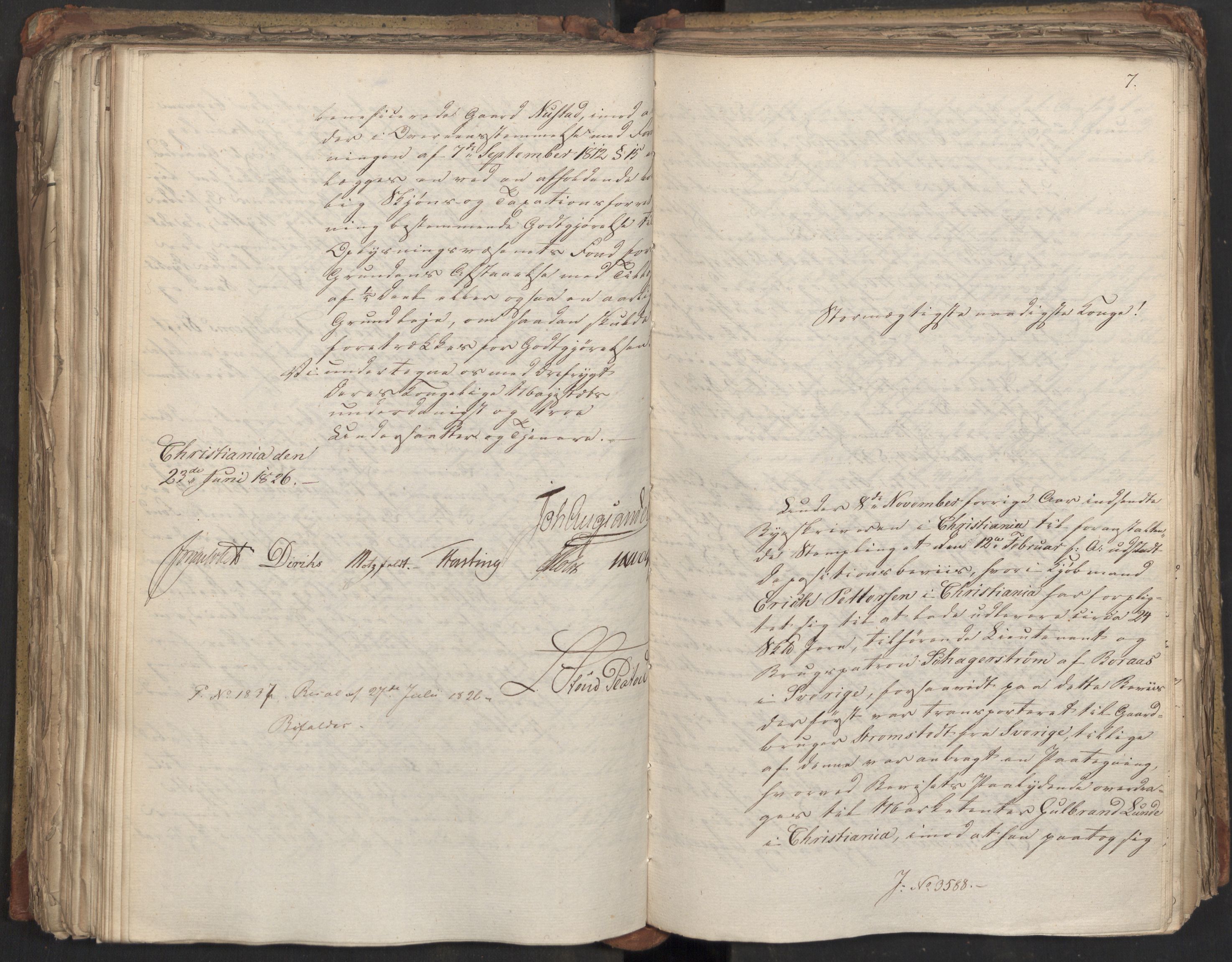 Statsrådsavdelingen i Stockholm, AV/RA-S-1003/D/Da/L0047: Regjeringsinnstillinger nr. 3501-3659, 1826, s. 250